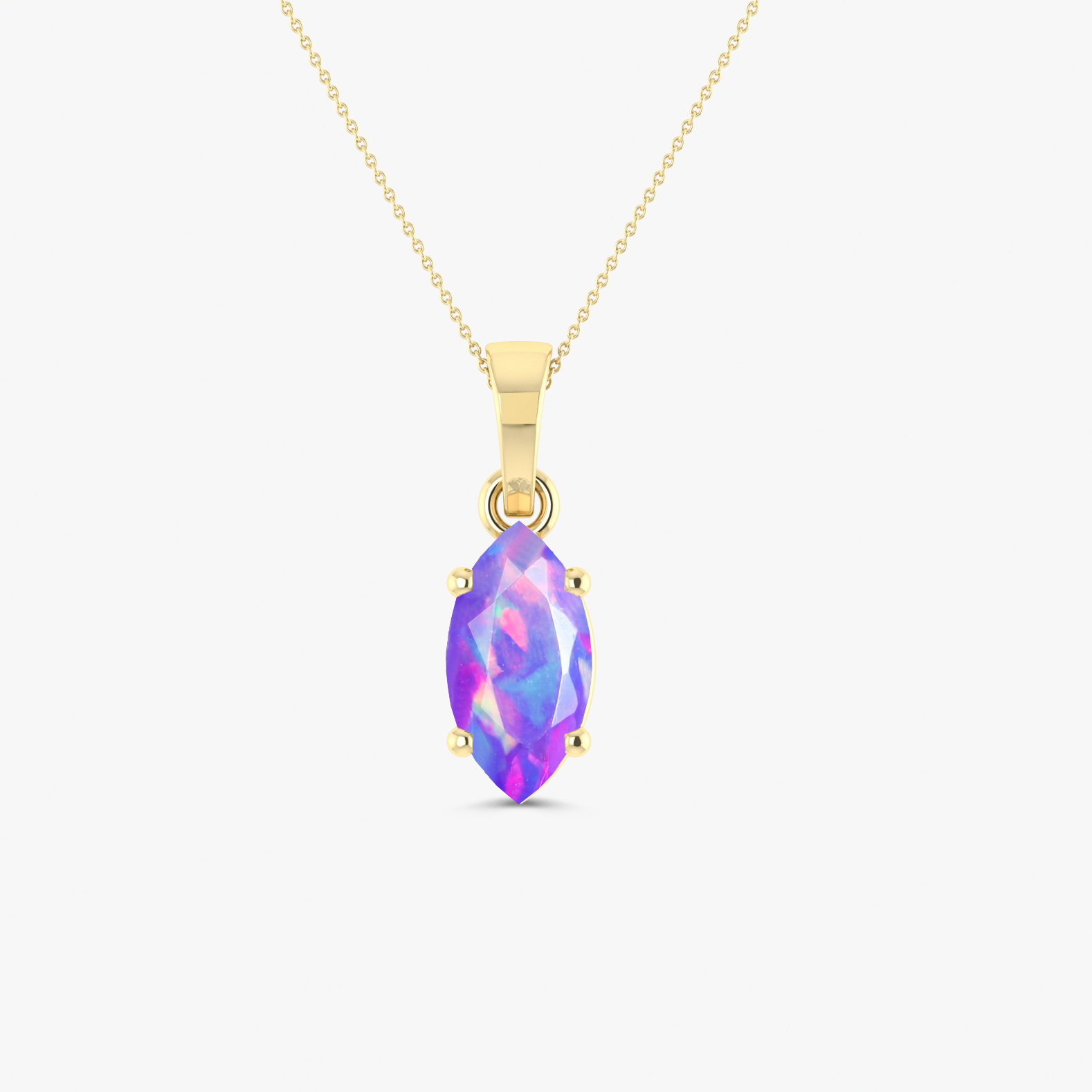 Natural Lavender Opal Solitaire Pendant Necklace - Dainty Sterling Silver Chain for Women, Perfect for Everyday Wear & Special Occasions