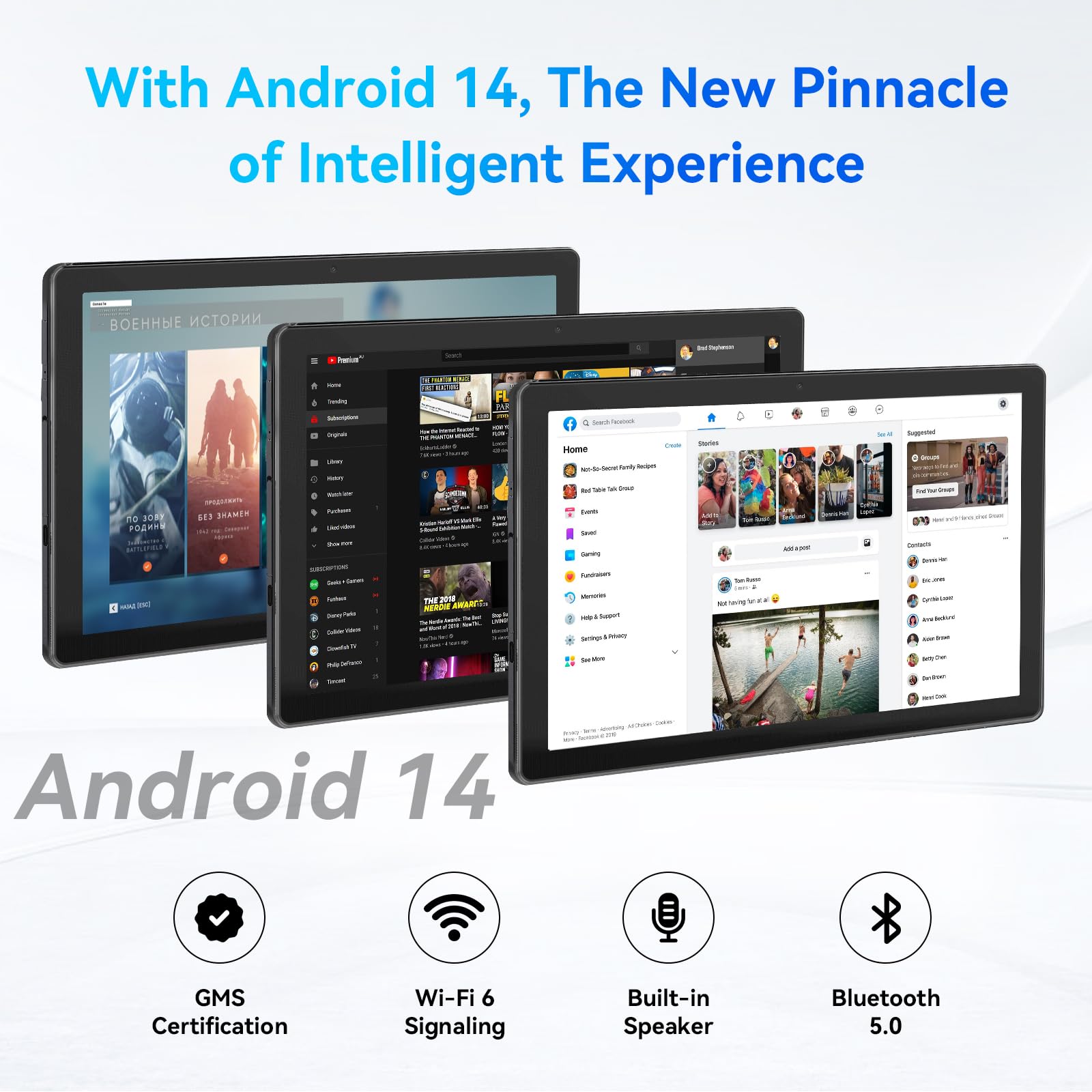 10.1 Inch Android Tablet with 1280x800 IPS HD Touchscreen, Octa-Core Processor, 8GB RAM, 64GB ROM (Expandable to 1TB), 5G/2.4G WiFi, BT 5.0, Dual Camera - Perfect for Work, Study, Streaming & Gaming