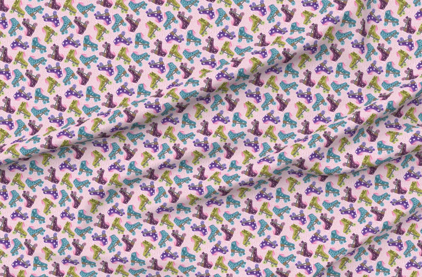 Retro Roller Skating Rink Printed Minky Fabric by The Yard - Soft Plush Material for Sewing Baby Blankets, Quilt Backing & DIY Crafts - Perfect for Nursery Decor, Gift Making & Home Projects