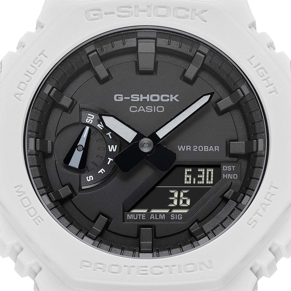G Shock GA2100-7A Carbon Core Guard 'CasiOak' Analog Digital Watch - Rugged Sports & Outdoor Adventure Timepiece