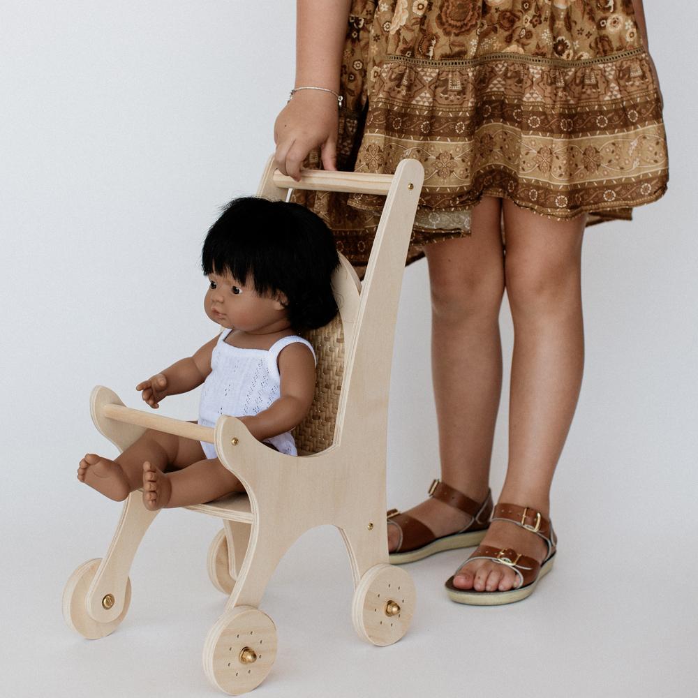 Premium Woven Dolly Pram Stroller for Kids - Durable & Lightweight Baby Doll Carriage with Smooth Wheels | Perfect for Indoor Play, Outdoor Walks & Pretend Play Scenarios