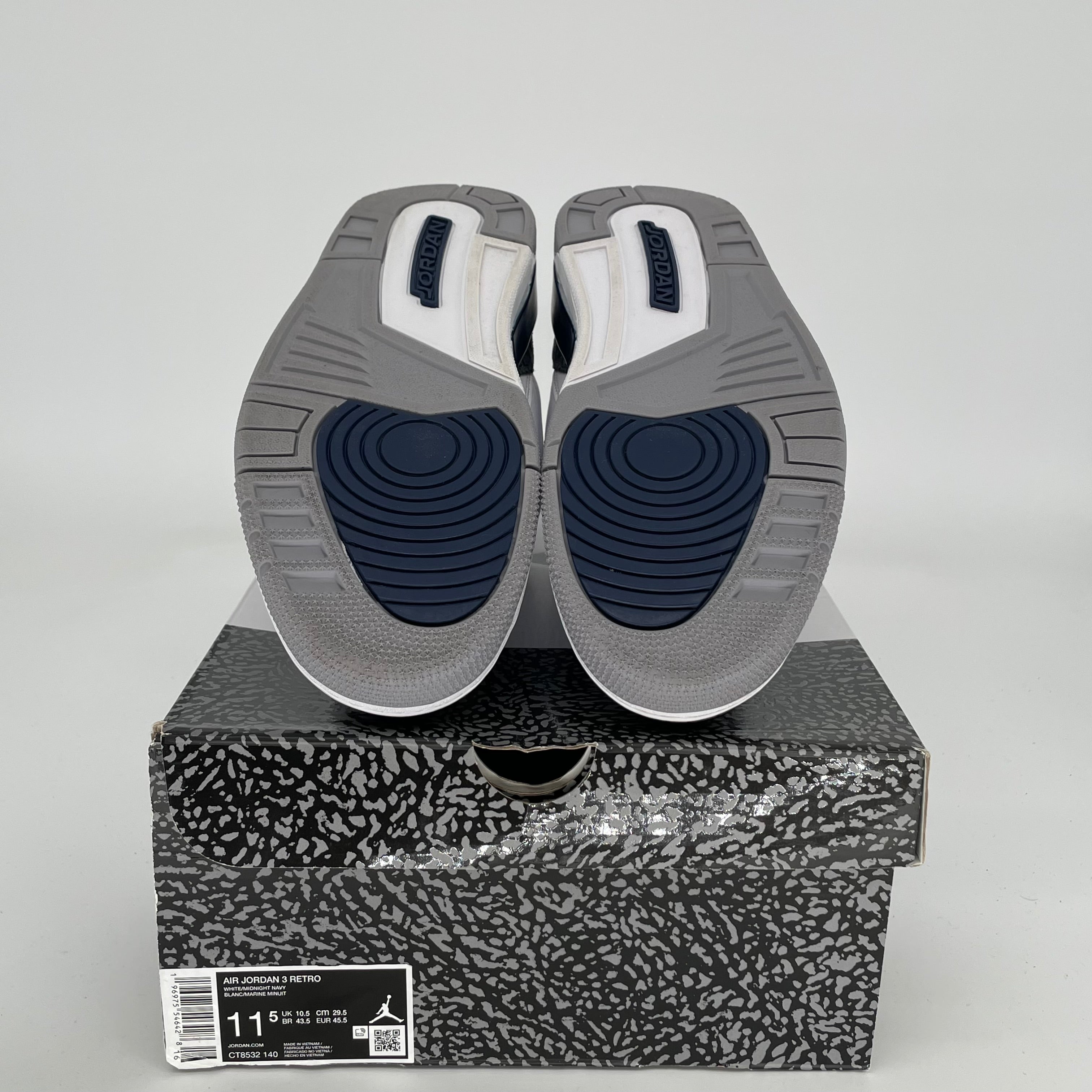 AIR JORDAN 3 MIDNIGHT NAVY Men's Basketball Shoes Size 11.5 (CT8532-140) - Perfect for Streetwear & Court Performance