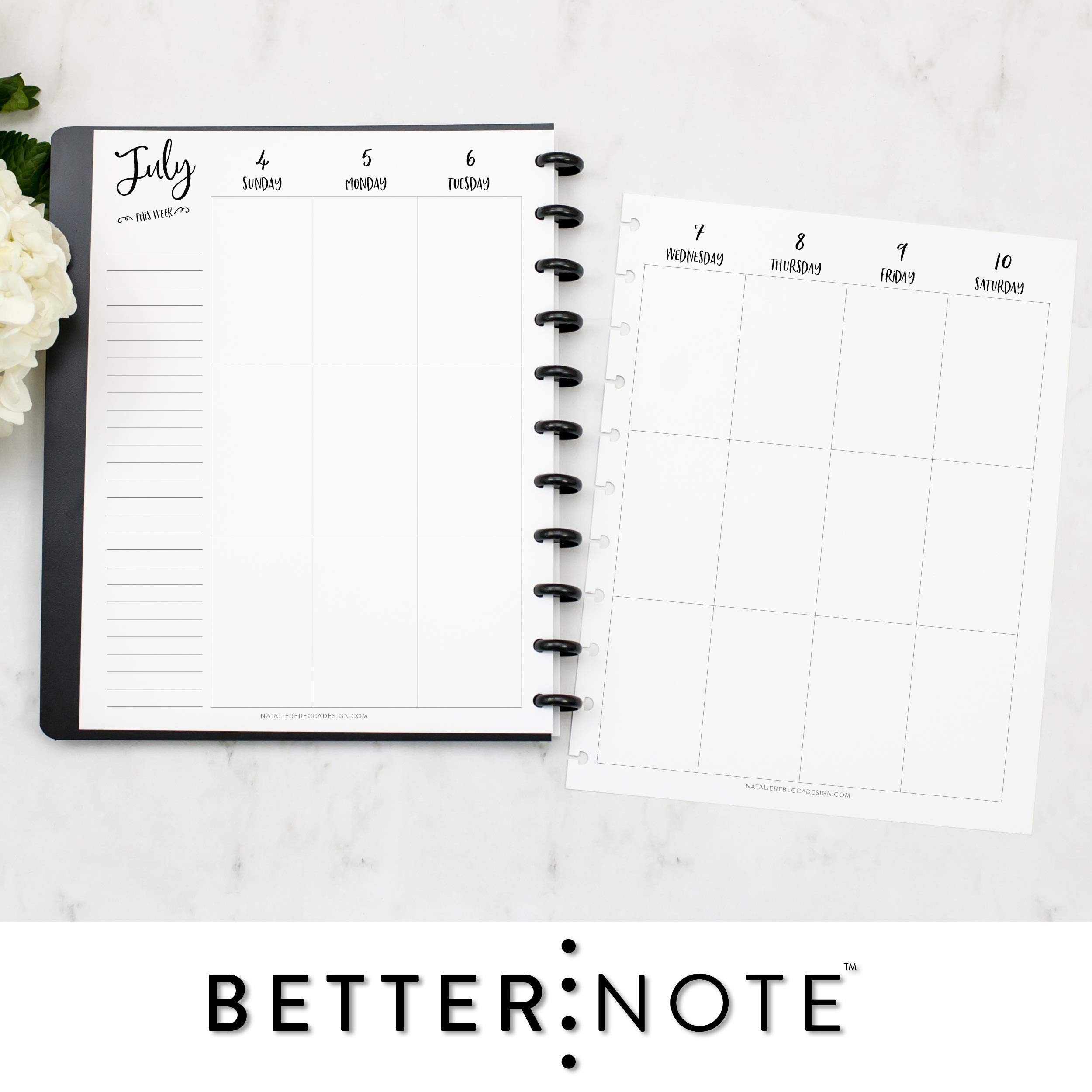 BetterNote July 2025 - June 2026 Academic Vertical Calendar Refill for Discbound Notebooks - Fits Happy Planner, Levenger Circa Jr, TUL, Arc, NOTIQ (Whimsy Design, 11-Disc, 8.5