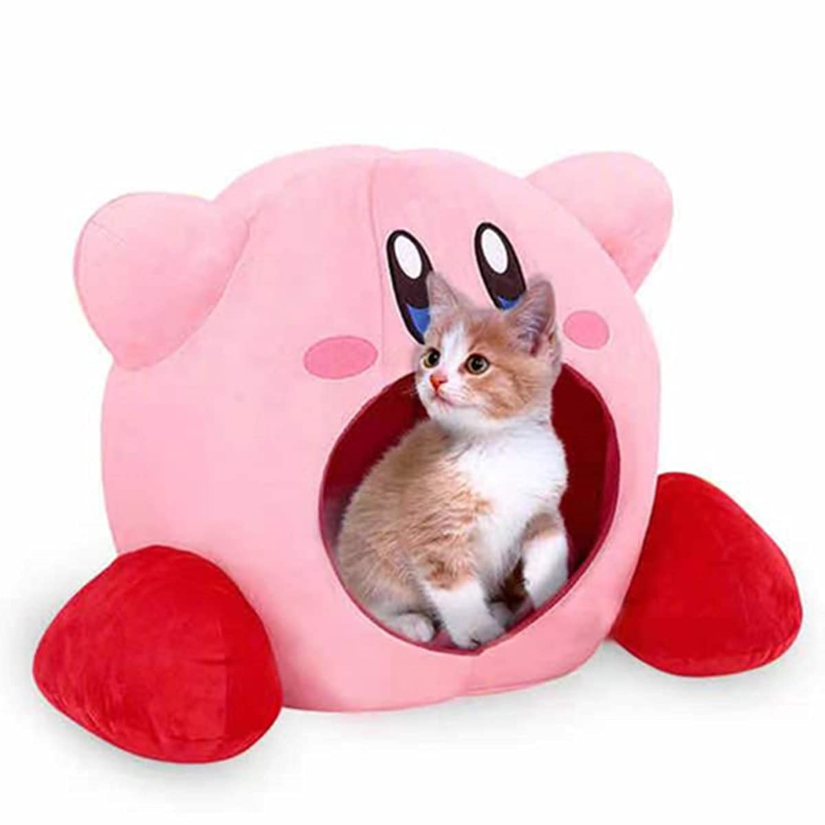 **Super Soft Jumbo Kirby Star Plush Doll & Foldable Pet Bed - Cozy Cotton Cat & Dog Sleeping Bed for Home, Travel, and Crate**    *(Perfect for pets to snuggle in at home, during travel, or inside crates - a versatile and adorable sleeping solution!)*
