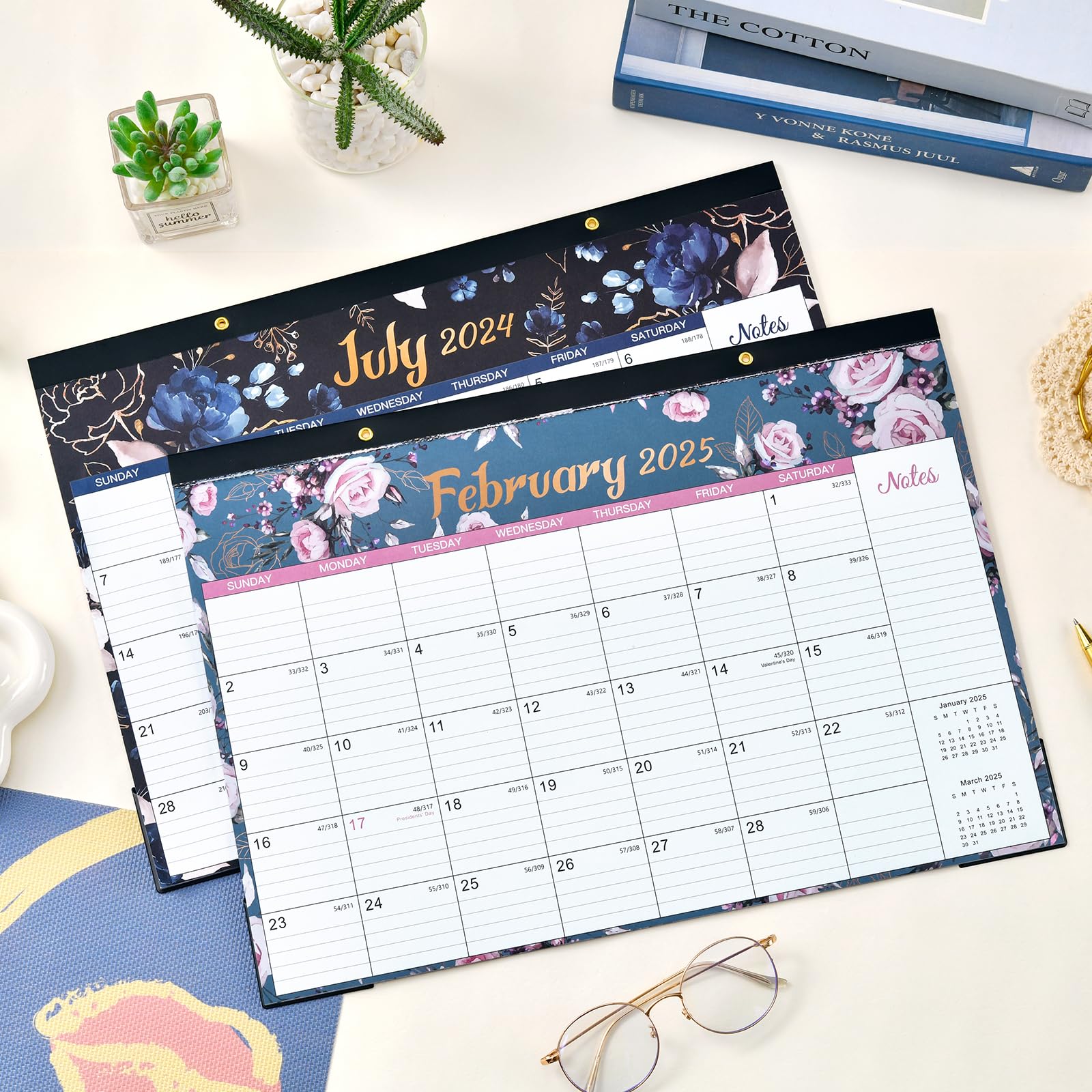 2024-2025 Academic Desk Calendar Planner | 18 Months (July 2024 - December 2025) | 17