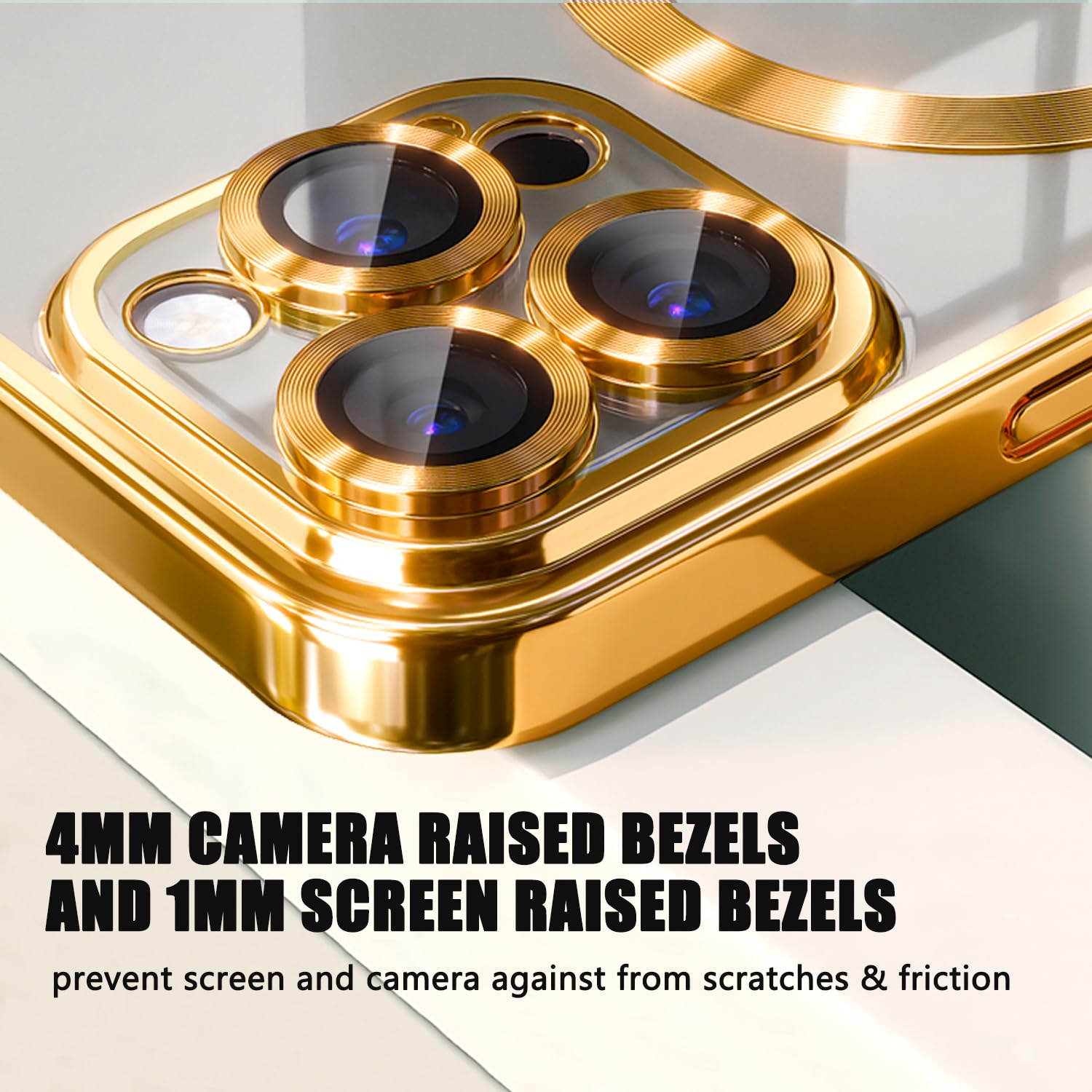 MissCase MagSafe Compatible iPhone 14 Pro Case (6.1 inch) - Clear Magnetic Cover with Camera Lens Protector | Anti-Scratch, Full Protection | Perfect for Everyday Use, Travel & Outdoor Activities - Gold