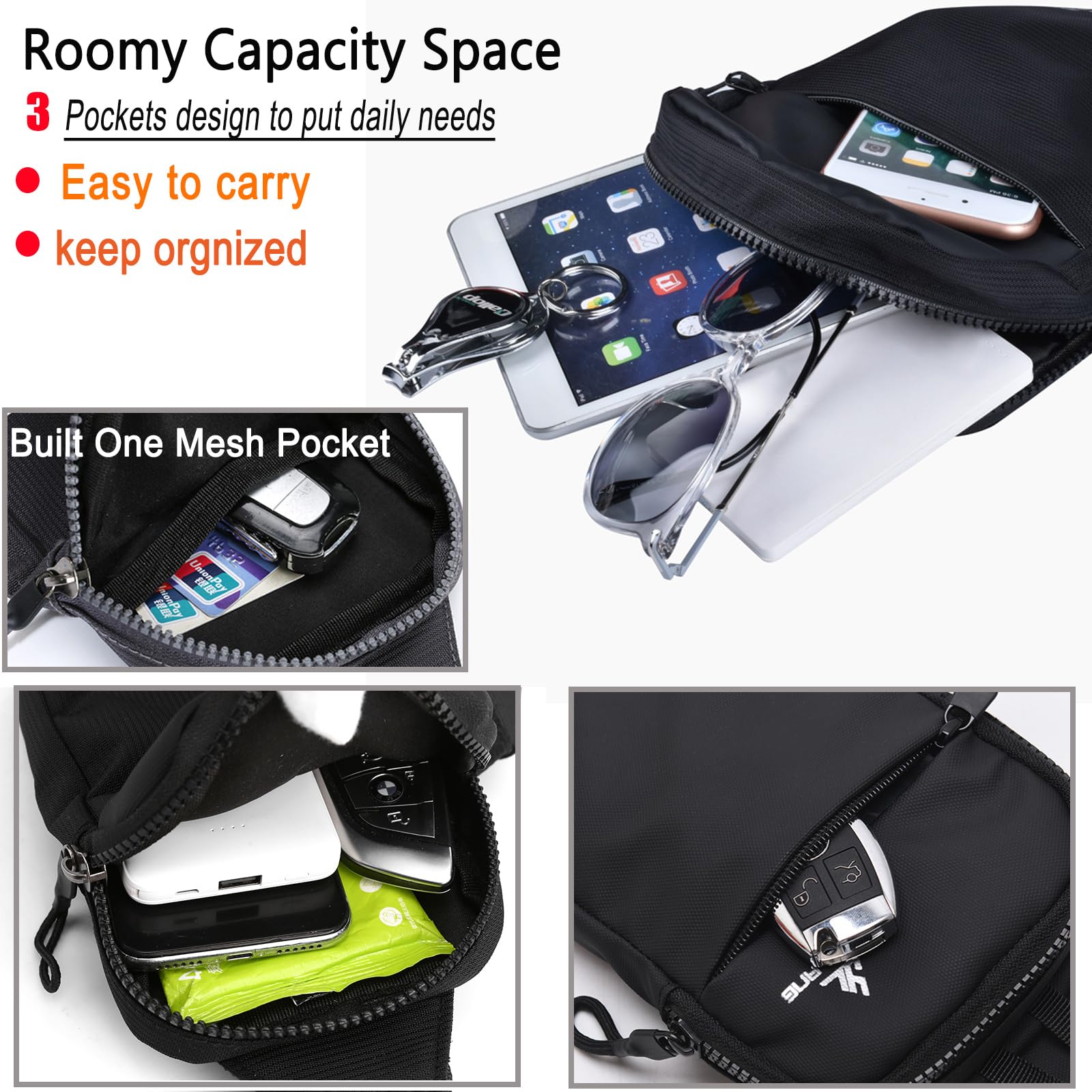 Mini Sling Bag for Women & Men - Small Crossbody Shoulder Backpack with Phone Pocket - Lightweight Casual Chest Bag for Travel, Hiking, Running & Daily Use