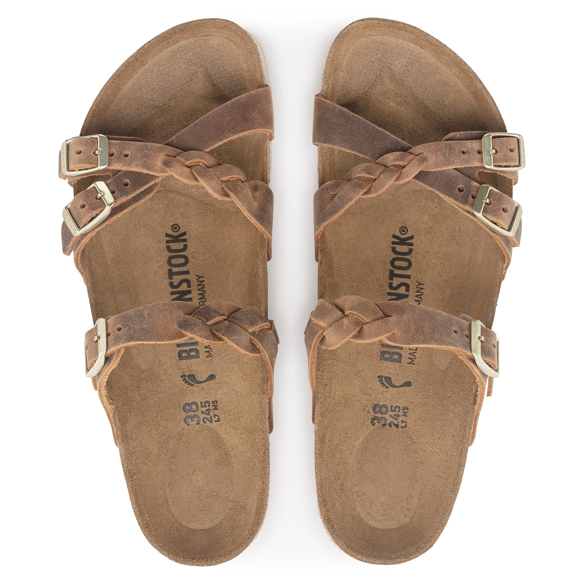 BIRKENSTOCK Franca Braided Leather Sandals for Women - Comfortable Oil Leather Slides with Arch Support | Perfect for Beach, Vacation & Summer Outfits