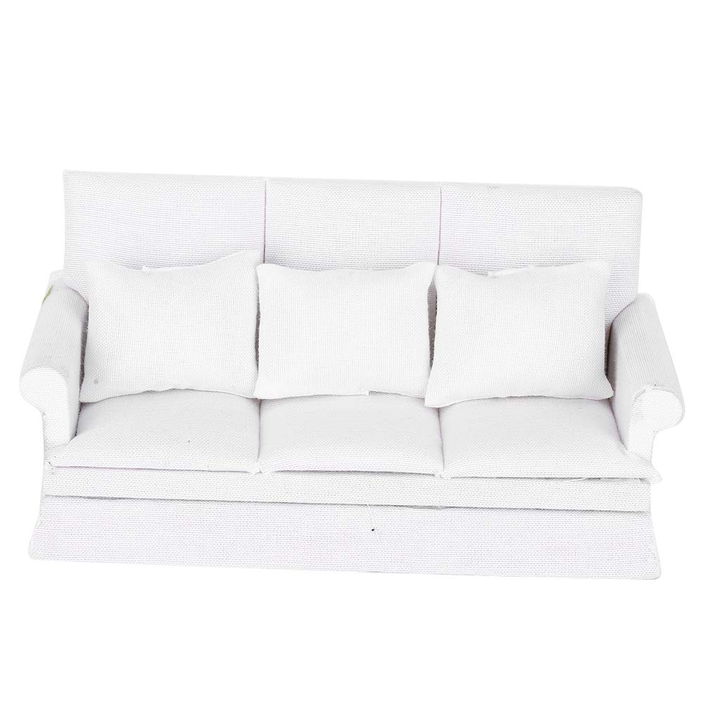 1:12 Scale Dollhouse Sofa Set - Miniature Dollhouse Furniture with 3 Pillows, Perfect for Dollhouse Decor, Kids Gift & Collectors | Great for Playrooms, Birthday Presents & DIY Miniature Projects