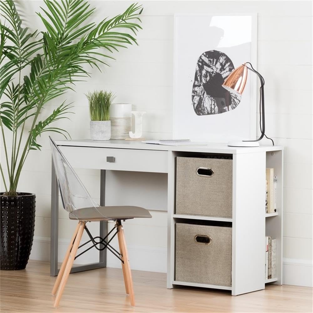 South Shore Versa Gray Maple Desk with Eiffel Style Chair Set - Modern Home Office Furniture for Work & Study | Perfect for Small Spaces & Remote Work
