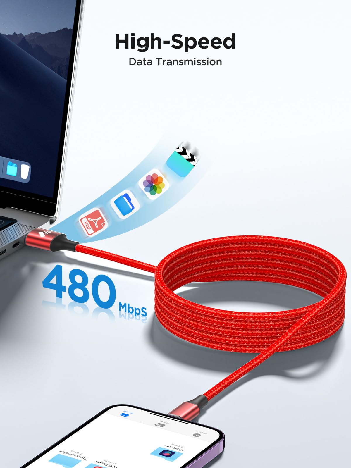 3-Pack MFi Certified iPhone Charger Cable - 2M Lightning Cable, Nylon Braided Fast Charging Cord for iPhone 14/13/12/11 Pro Max/XS/XR/X/8/7/6 Plus/5/5s/SE - Durable USB Charging Lead for Home, Office & Travel