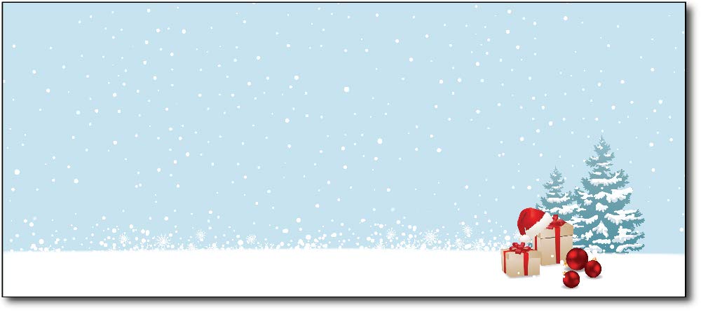 Festive Christmas Envelopes #10 Letter Size - 80 Holiday Greeting Card Envelopes (Red & Green Christmas Morning Design) for Holiday Cards, Party Invitations & Gift Money
