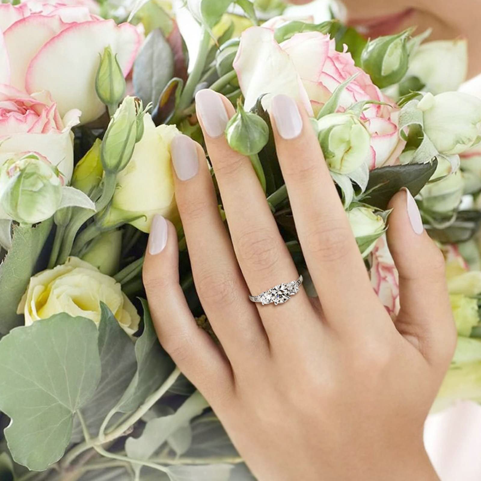 925 Sterling Silver Promise Rings for Women - Vintage Flower Design with White Cubic Zirconia, Elegant Wedding Band for Engagement, Anniversary & Everyday Wear