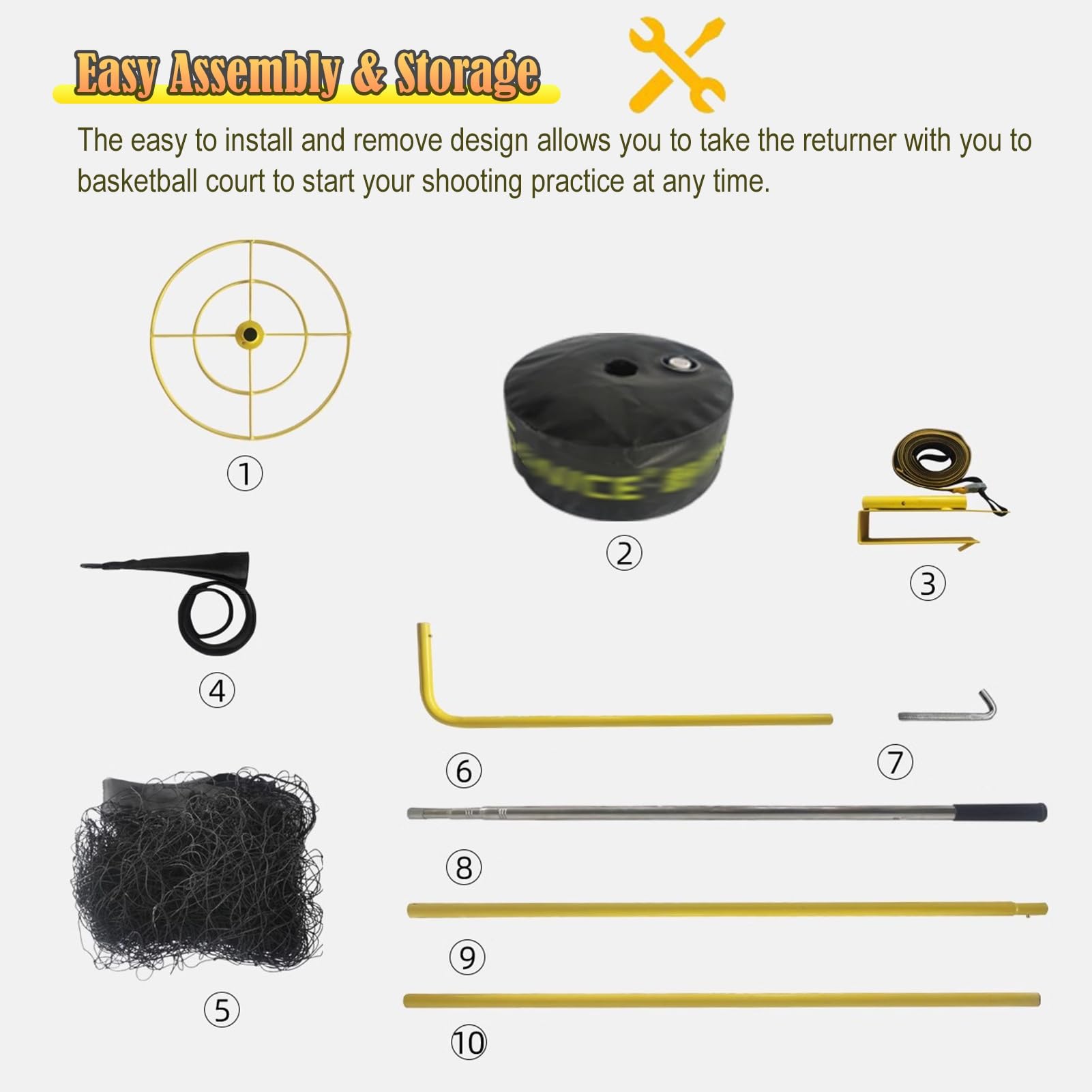 Best Basketball Rebounder Trainer - Heavy Duty Outdoor Basketball Shooting Return System for Hoop Practice | Perfect for Solo Drills, Backyard Training & Skill Development