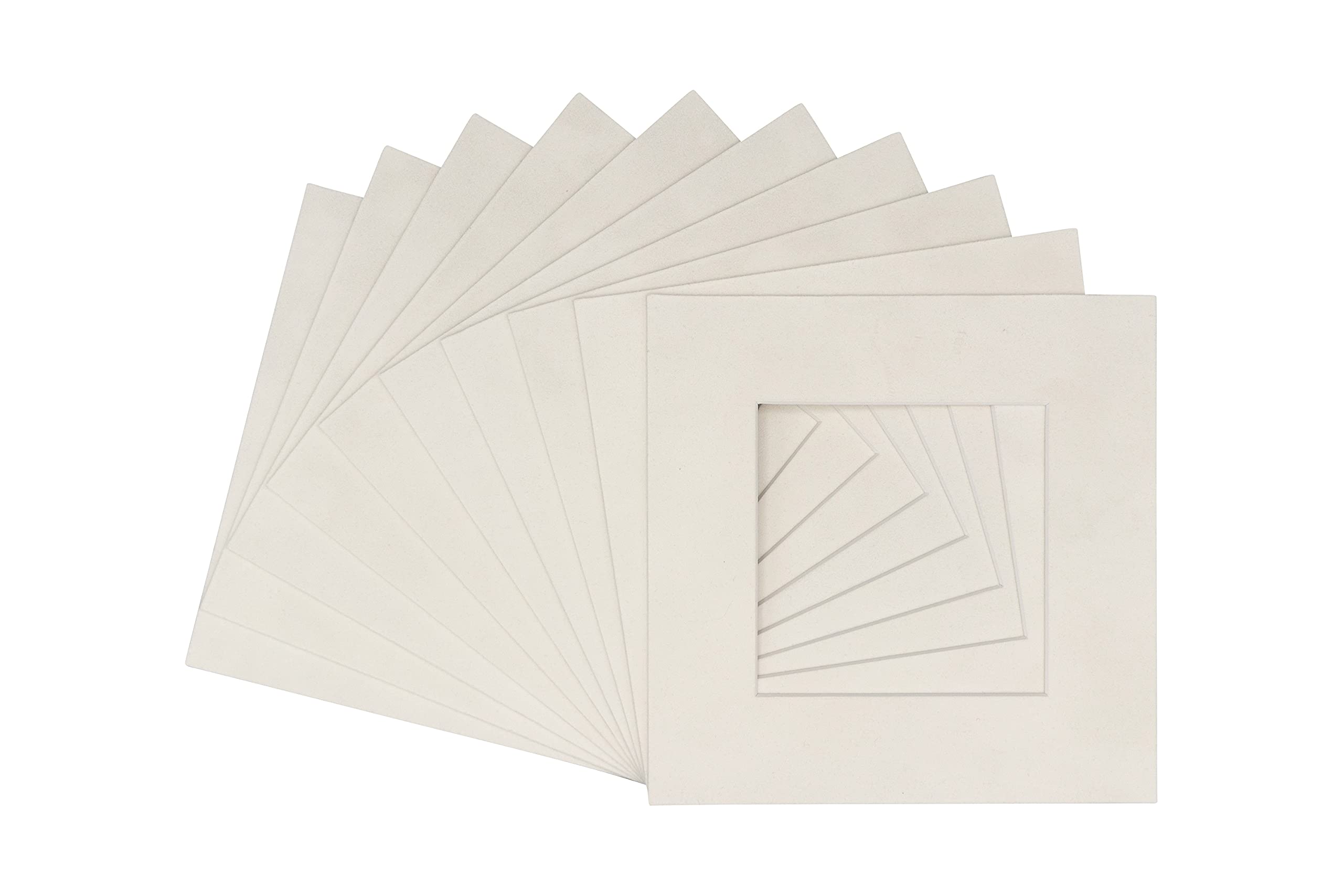 16x16 Inch White Suede Picture Mat Board - Acid-Free Precut Bevel Cut Mat for 12x12 Photos & Art - 10 Pack with Backing Boards & Clear Bags - Perfect for Framing, Scrapbooking, and Home Decor Display