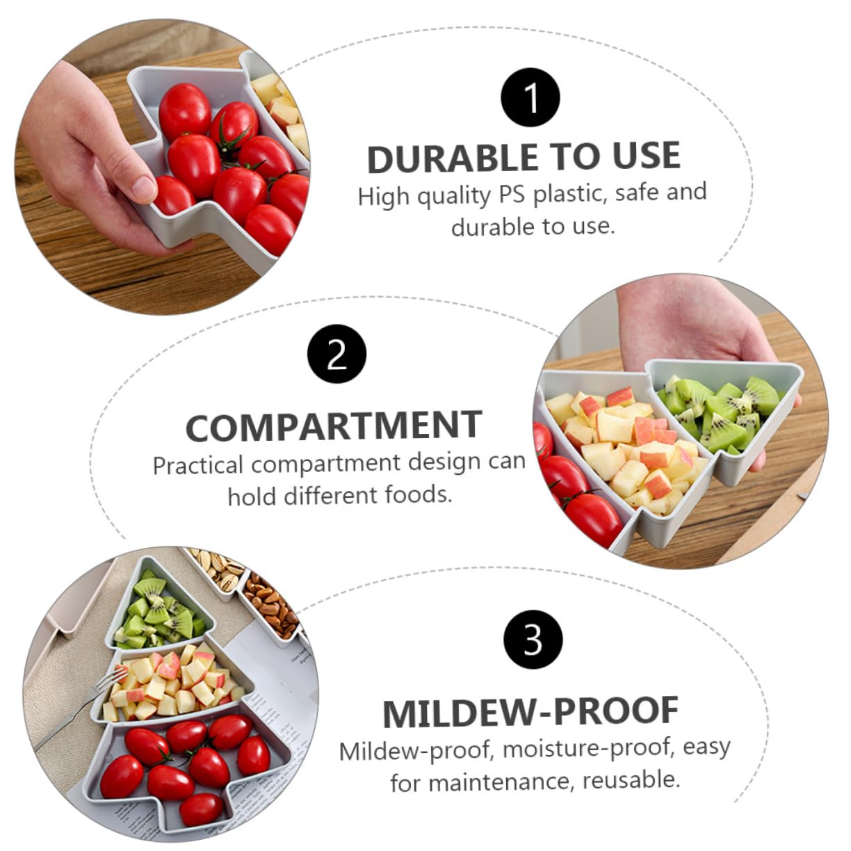 NOLITOY 6-Piece Christmas Tree Shaped Serving Tray Set - Reusable Plastic Snack Dish for Candy, Nuts, Fruits | Holiday Party Decor & Kitchen Serving Essentials