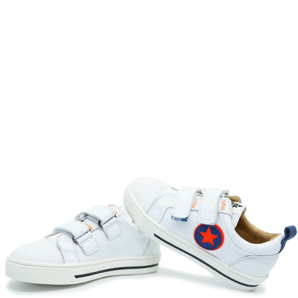 Acebos White and Blue Velcro Sneakers for Men & Women - Comfortable Lightweight Walking Shoes for Casual, Running, Gym & Outdoor Activities