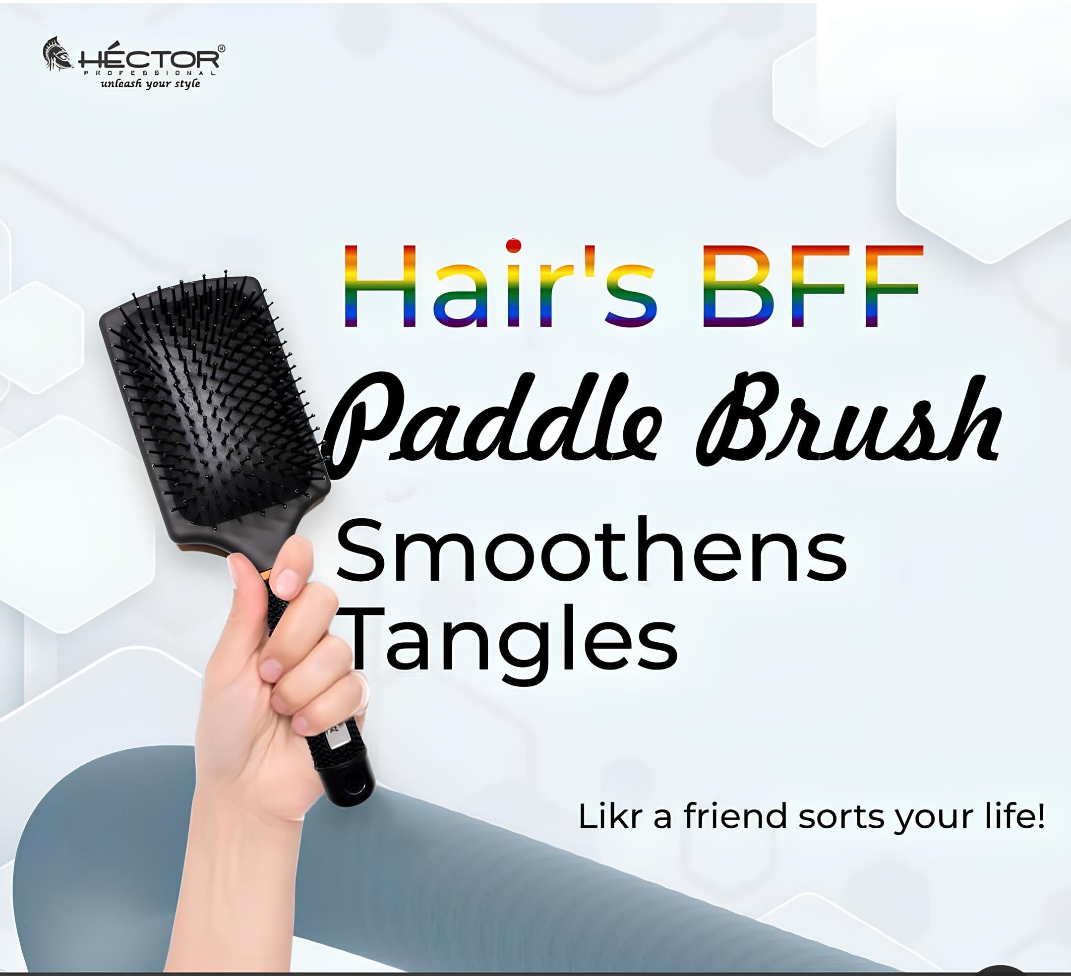 Hector Professional Paddle Hair Brush for Smoothing & Detangling - Salon Quality Styling Tool for Home & Professional Use - Perfect for Wet/Dry Hair Styling & Blowouts