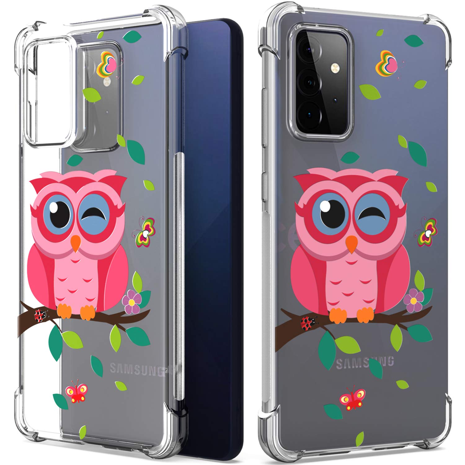 Slim Flexible TPU Clear Phone Case for Samsung Galaxy A72 - Owl Design | Protective Cover for Everyday Use, Work & Travel