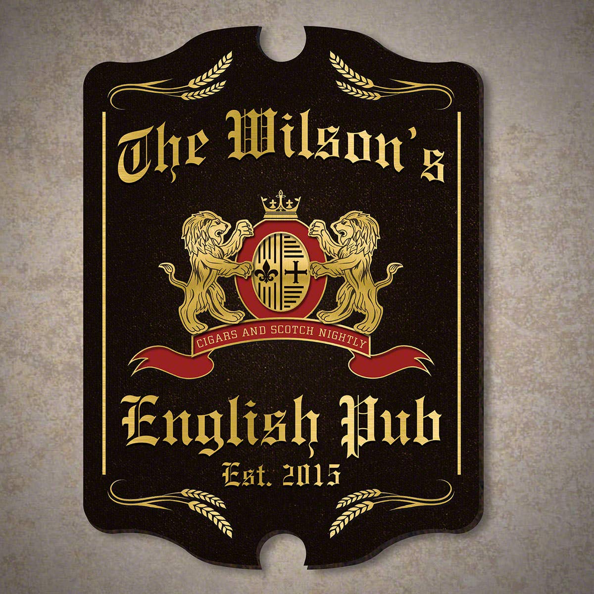 HomeWetBar English Pub Bar Sign - Classic Black British Pub Decor for Home Bars, Man Caves & Game Rooms - Perfect for Home Decor & Themed Parties