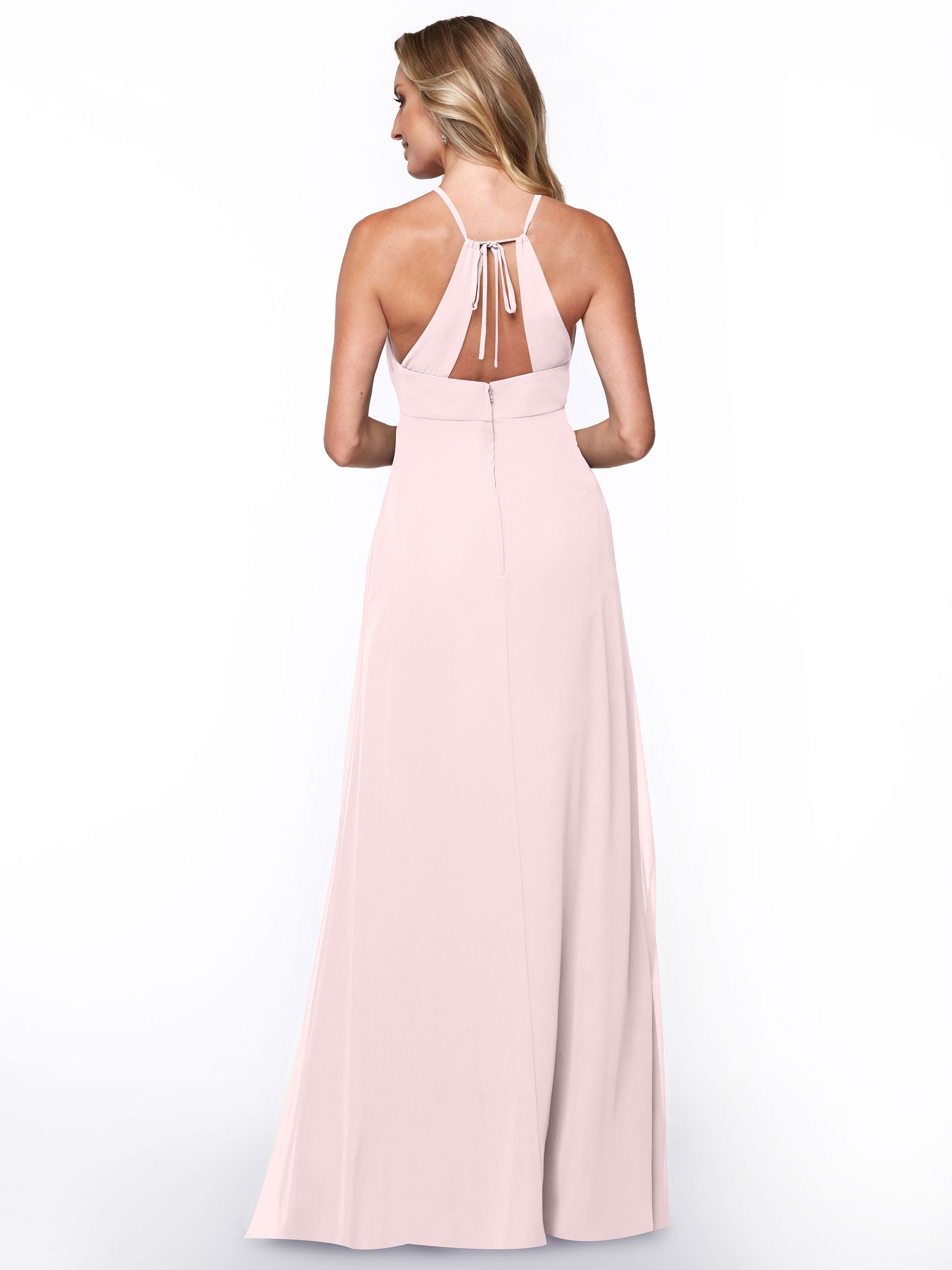 Elegant A-Line Chiffon Bridesmaid Dress with Keyhole Halter Neckline - Perfect for Weddings, Formal Events & Special Occasions