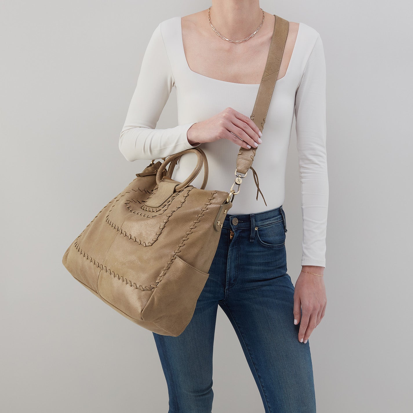 Sheila Large Satchel Handbag in Premium Metallic Leather - Burnished Sage Green | Stylish Women's Work Tote & Travel Bag for Office, Commute & Weekend Outings
