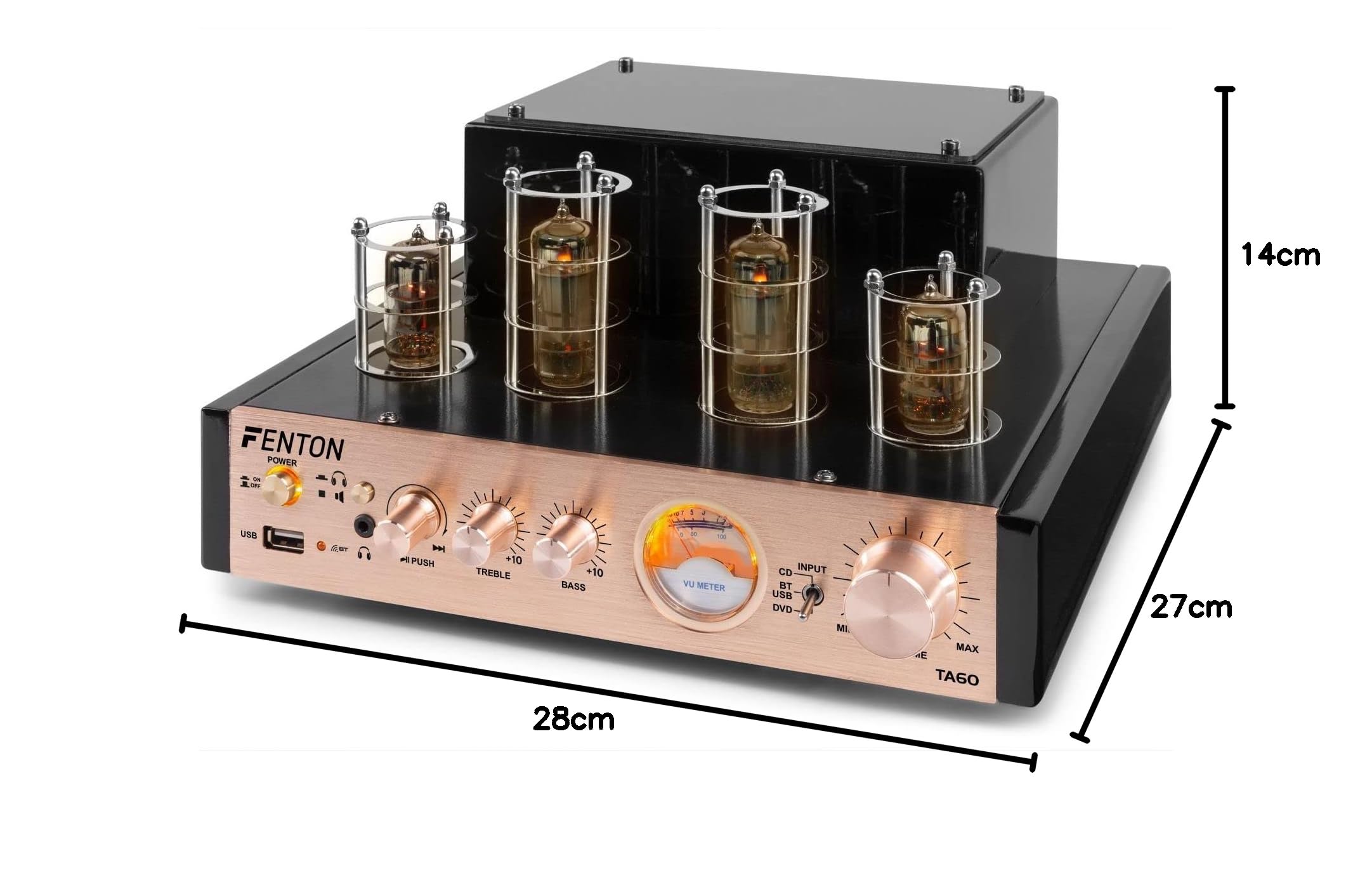 Fenton HiFi Tube Amplifier with Bluetooth 5.0 - Premium Home Stereo Audio System for Vinyl Records & Wireless Streaming - Perfect for Living Room, Home Theater & Music Studio