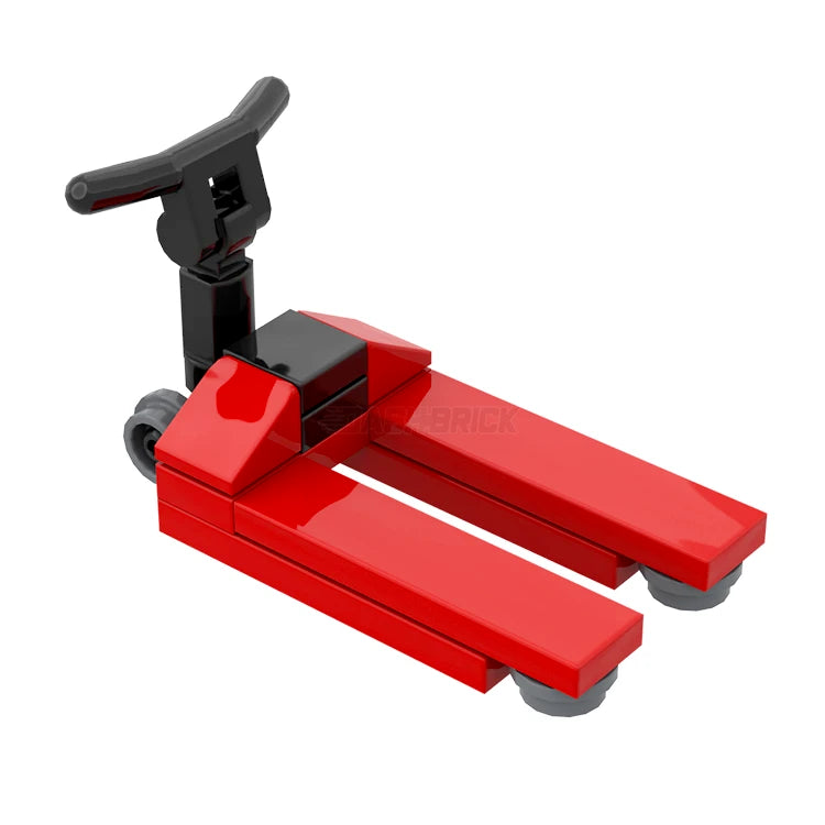 LEGO Pallet Jack Toy - Red MiniMOC Wheeled Pallet Trolley for Construction Play, Warehouse Pretend Play & STEM Learning