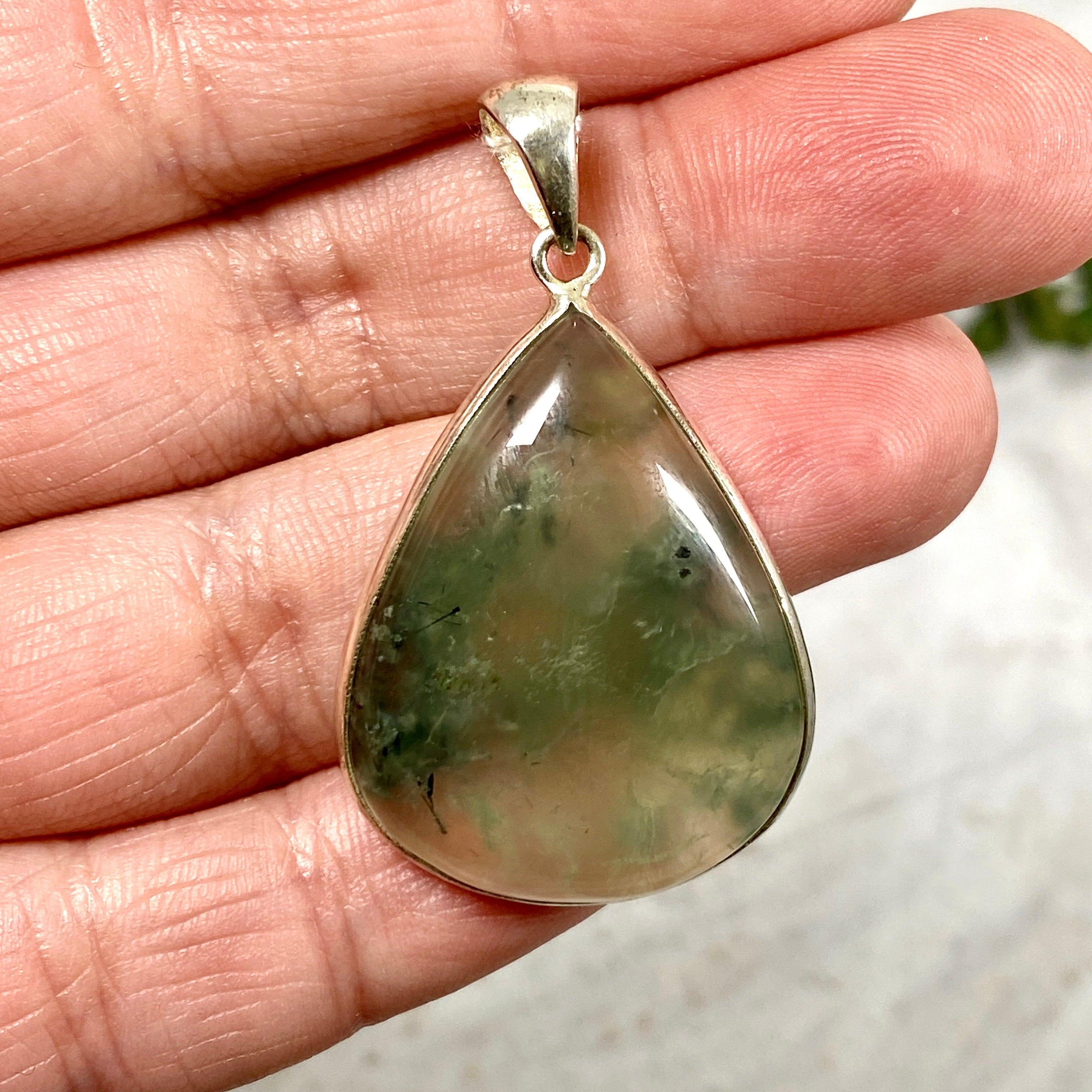 Natural Prehnite Teardrop Pendant Necklace KPGJ2760 - Elegant Jewelry for Women, Perfect for Weddings, Parties & Everyday Wear