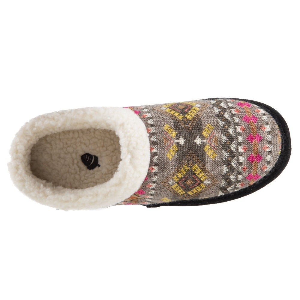 Women's Fairisle Knit Clog Slippers with Non-Slip Indoor/Outdoor Sole - Cozy House Shoes for Winter, Home, Office & Errands