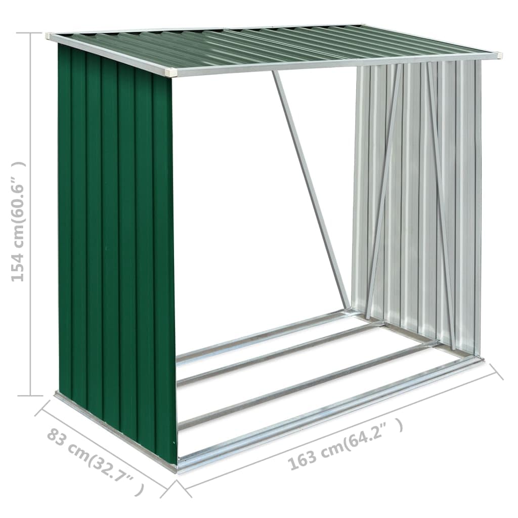vidaXL Galvanized Steel Firewood Storage Shed - 64.2