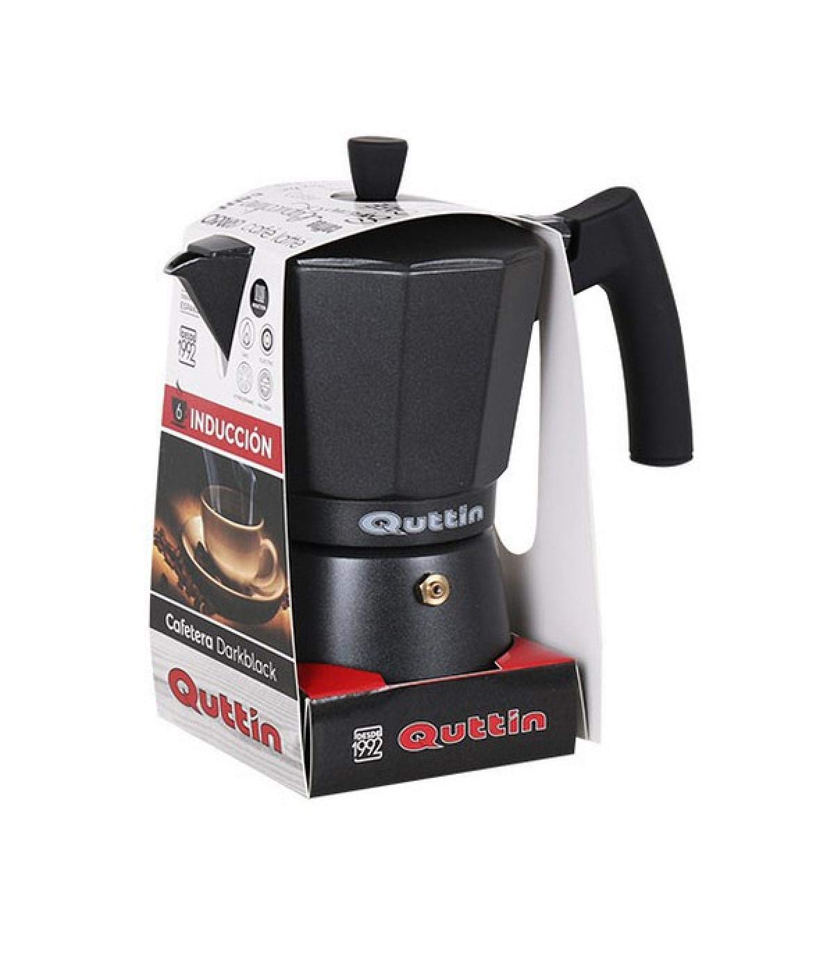 Italian Stovetop Coffee Maker - QUTTIN DARKBLACK Induction Compatible Espresso Pot (12 Cups) for Home, Office & Camping Use