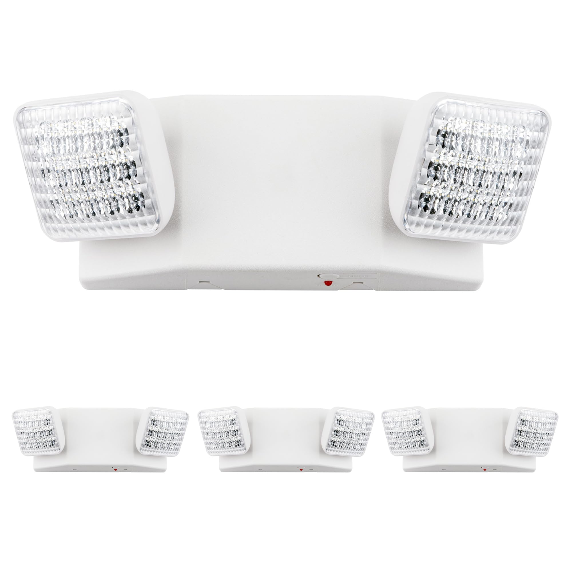 LIT-PaTH LED Emergency Exit Light Fixtures - 2 LED Heads with Backup Batteries, UL 924 & CEC Certified, 120/277V - 4 Pack for Commercial Buildings, Warehouses, and Emergency Exits