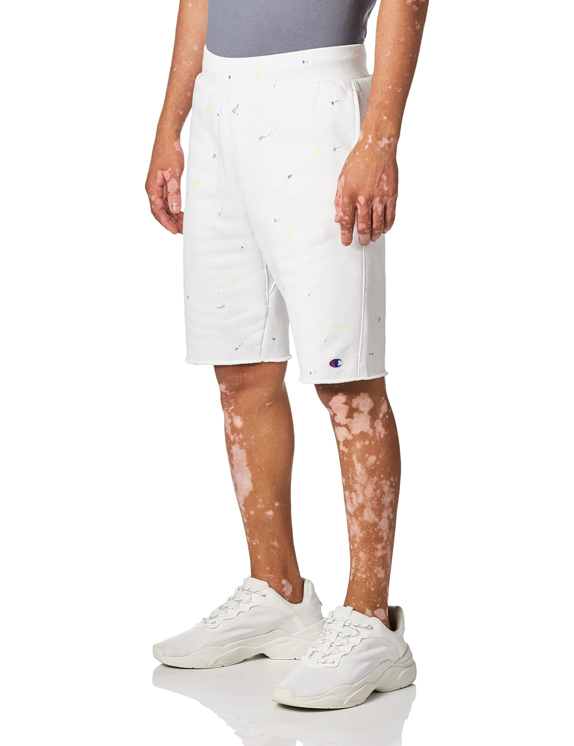 Champion Reverse Weave Paint Splatter Shorts - White XL | Comfortable Cotton Athletic Shorts for Men | Perfect for Gym, Running & Casual Wear