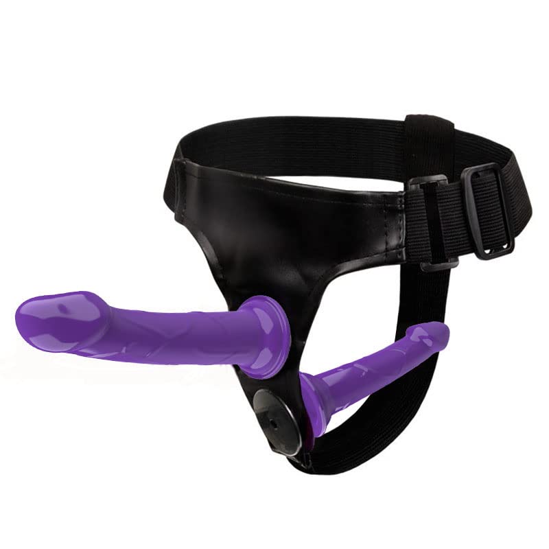 Realistic Strap-On Dildo Harness Kit with 2 Removable Dildos - Purple Double Penis for Women, Couples & Lesbian Play - Perfect for Roleplay, BDSM & Intimate Bonding