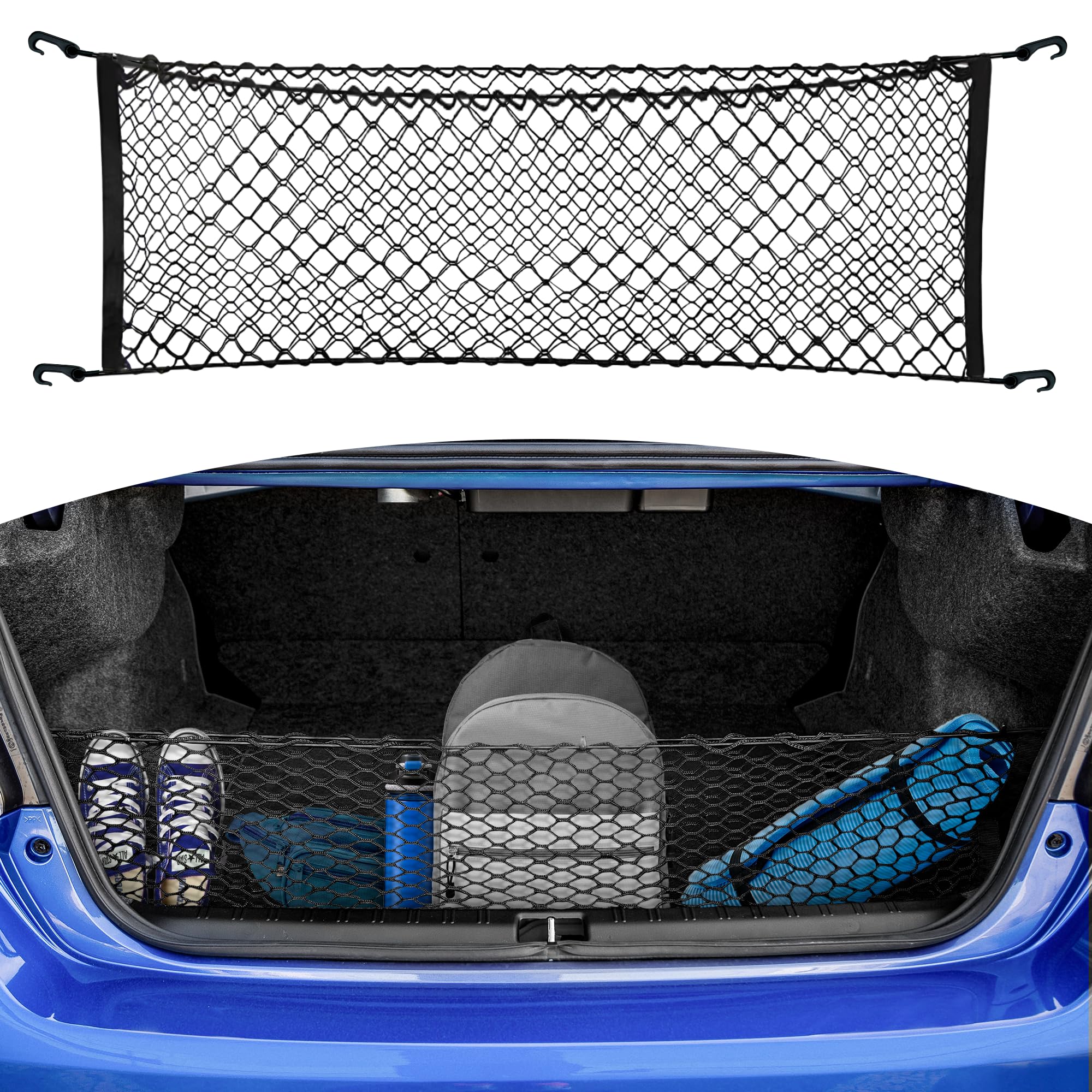 Premium Elastic Trunk Cargo Net for Subaru Impreza 2017-2024 & Crosstrek 2018-2024 - Envelope Style Vehicle Storage Organizer - Heavy Duty Luggage Mesh Net for Car Travel & Road Trips