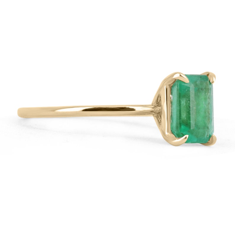 1.40 Carat 14K Yellow Gold Dainty Petite 4-Prong Emerald Cut Solitaire Ring for Women - Perfect for Engagement, Wedding, Anniversary & Everyday Elegance