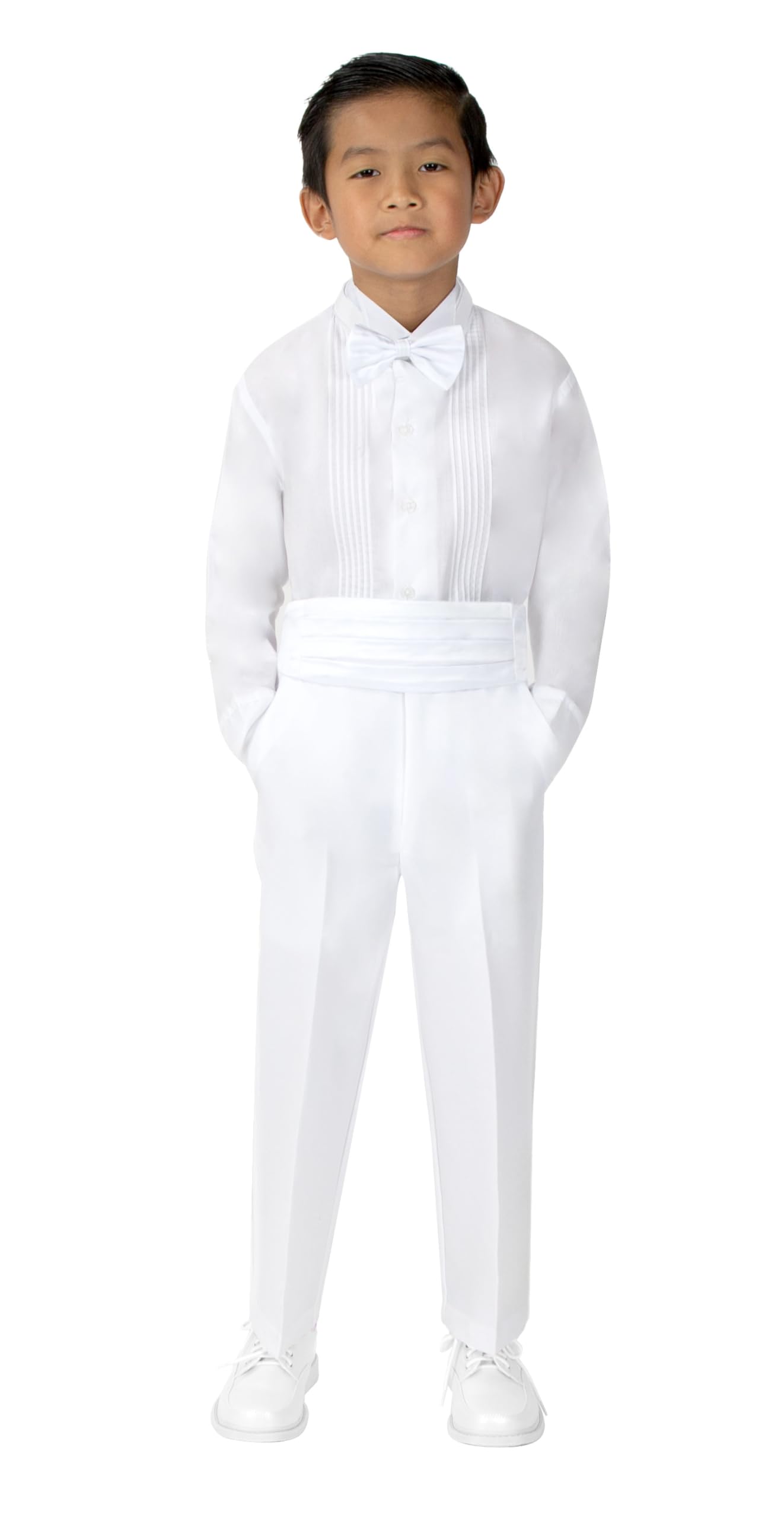 Spring Notion Boys' Classic White Tuxedo Suit with Tail - Formal Attire for Weddings, Prom & Special Occasions