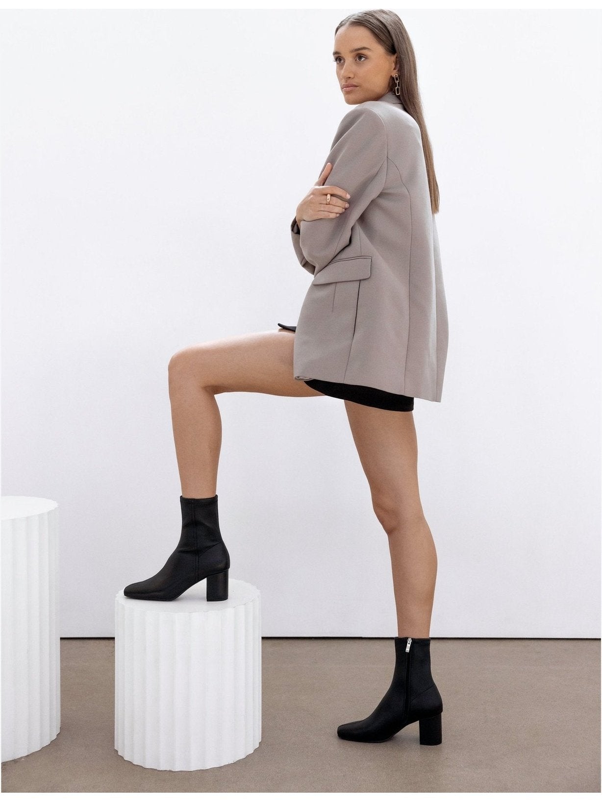 Juan II Black Stretch Leather Sock Boots - Stylish & Comfortable Women's Ankle Boots for Work, Party & Everyday Wear