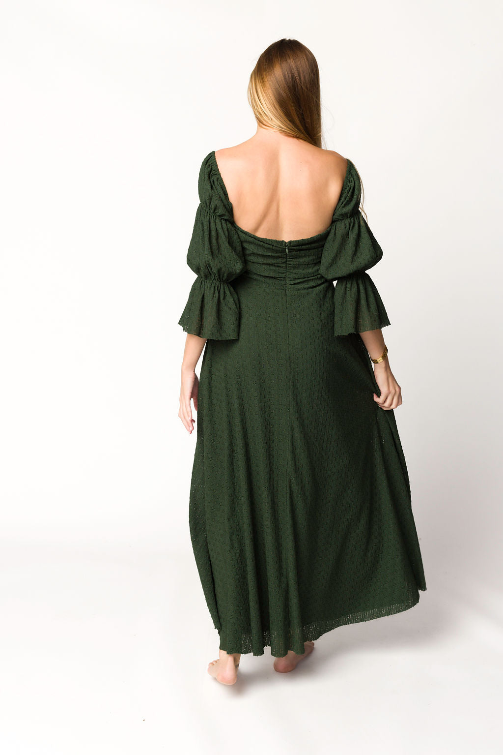 Corrine Women's Maxi Dress with Pockets - Flowy Long Summer Dress in Hunter Green for Beach, Vacation & Casual Wear