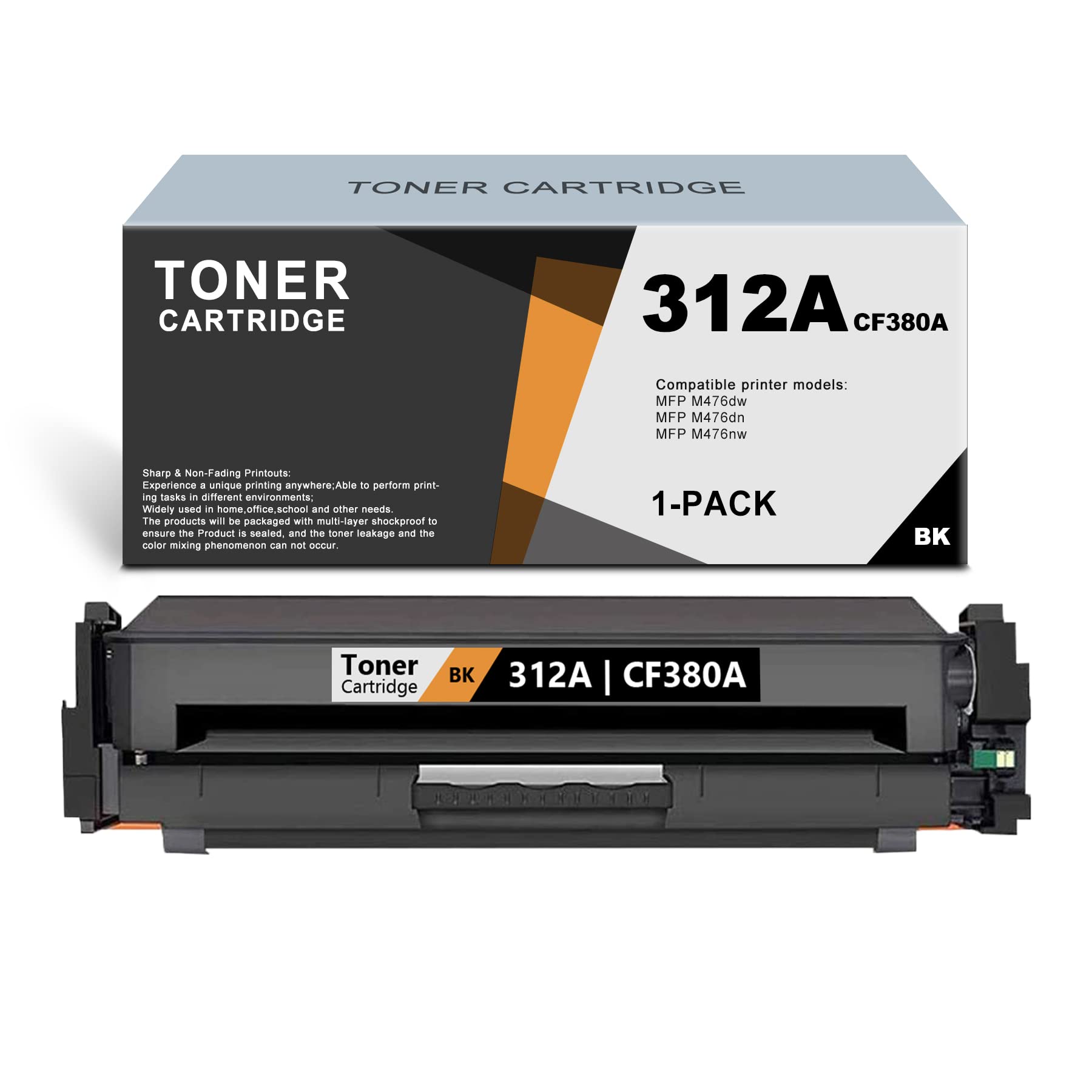 ARSEINK Remanufactured 312A CF380A Toner Cartridge (1 Pack, Black) - Compatible with HP MFP M476dw M476dn M476nw Printers | High-Quality Replacement Toner for Office & Home Printing Needs