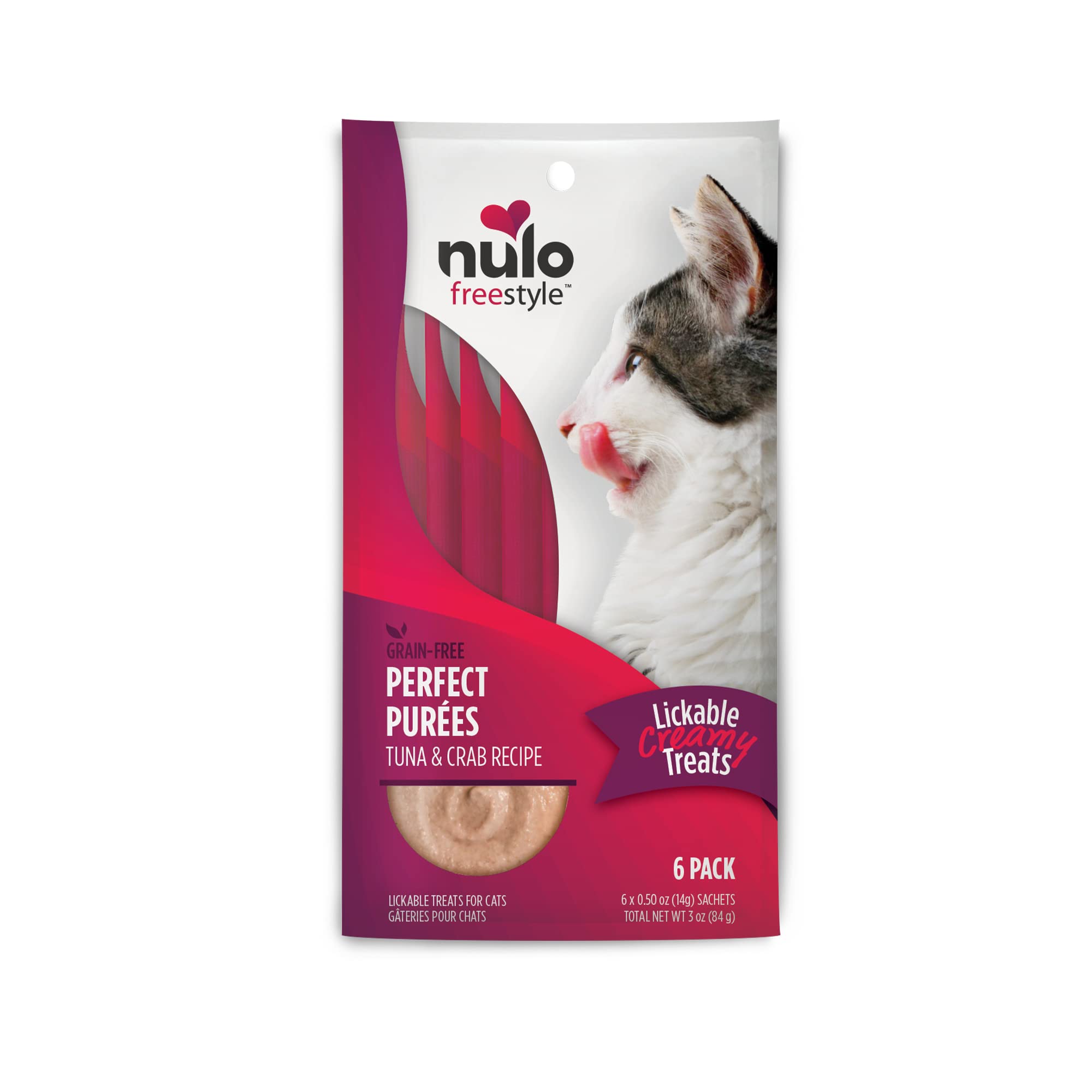Nulo Freestyle Perfect Puree Tuna & Crab Tube Cat Treats - 0.5oz (6 Count) - High-Protein Soft Food Topper for Cats & Kittens - Perfect for Picky Eaters & Training Rewards