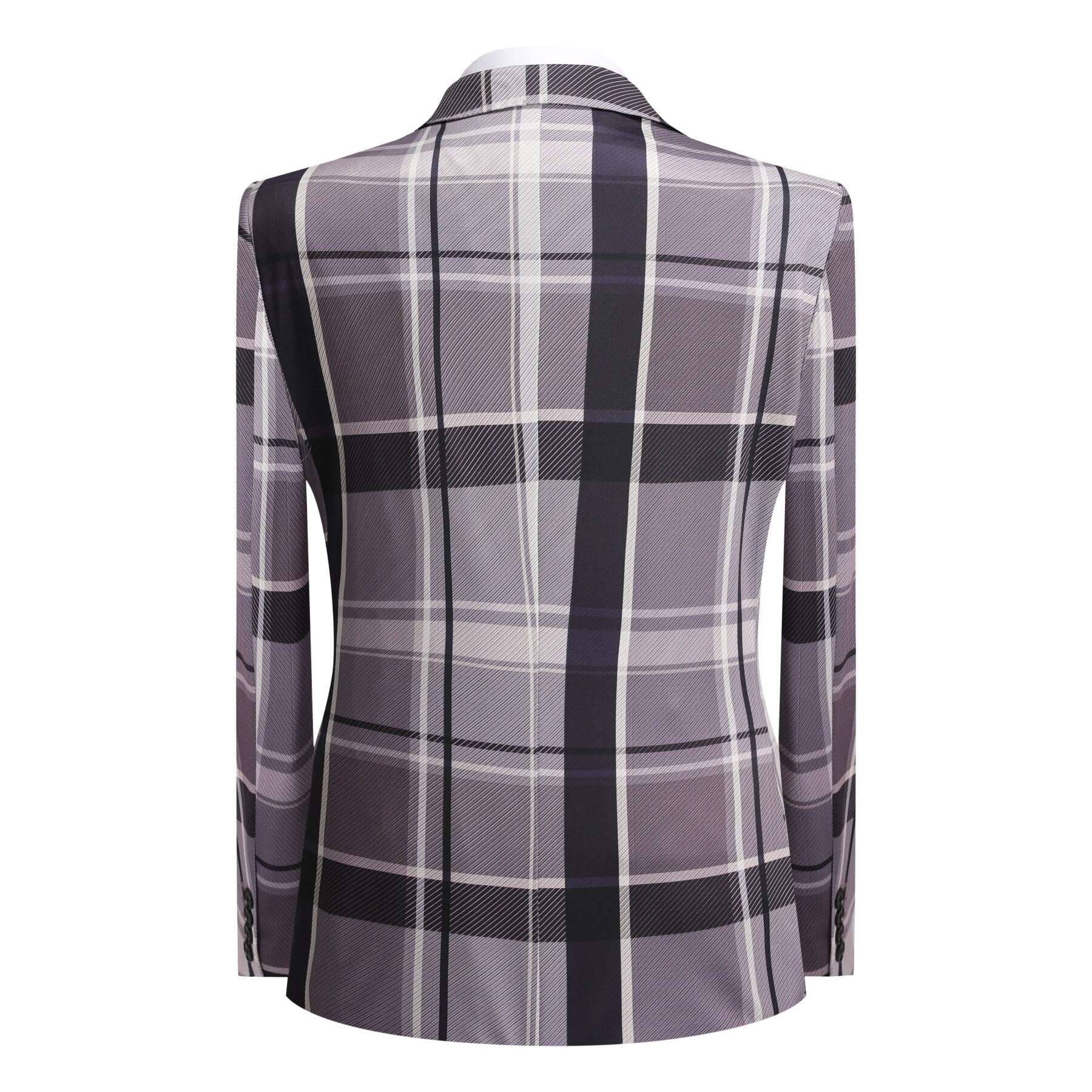 YFFUSHI Men's Slim Fit Plaid Tweed 3-Piece Suit Set - Formal Dinner Tuxedo for Weddings, Prom & Business Events