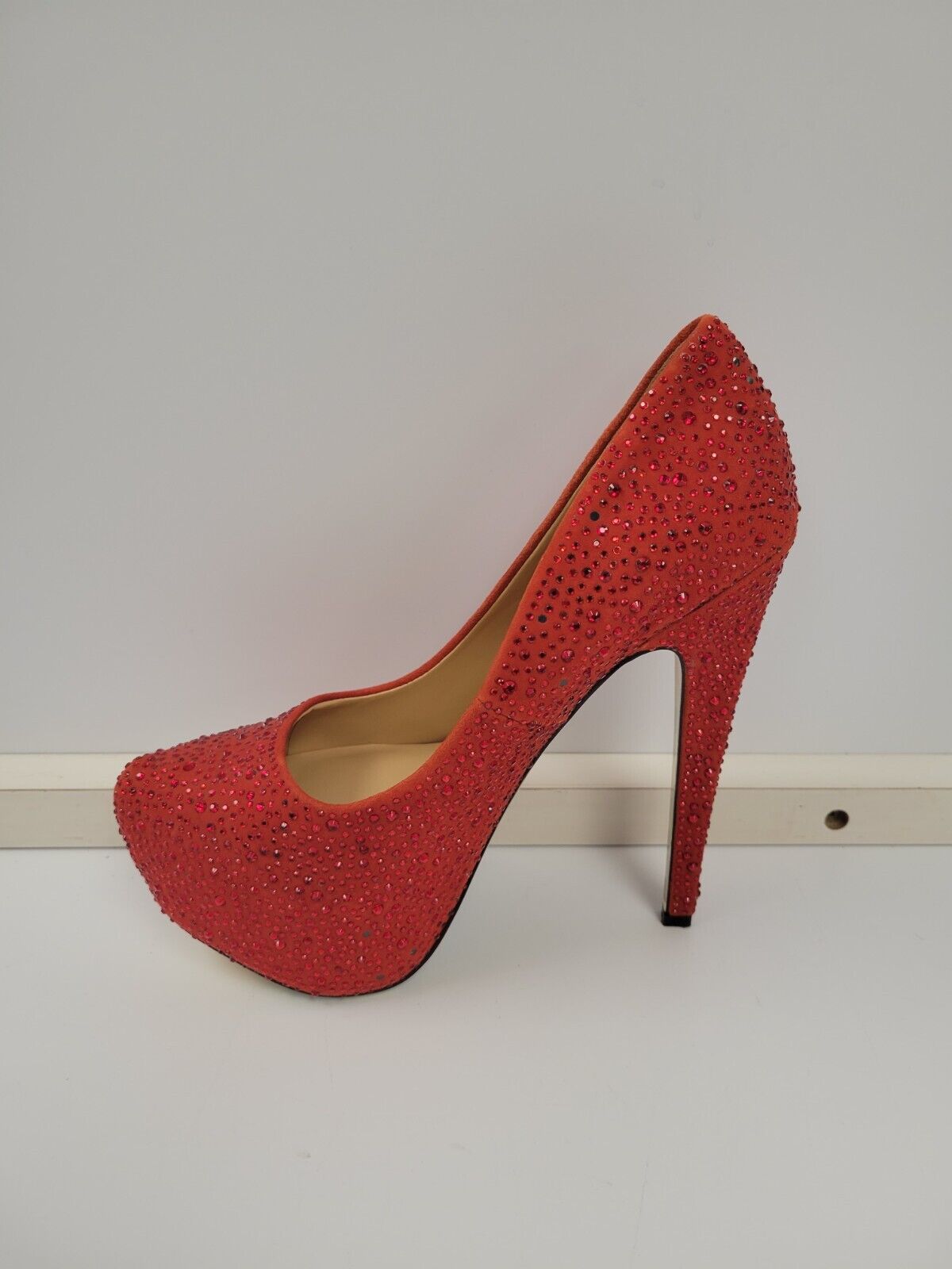 Taylor Red Bedazzled High Heels Size 7.5 US - Perfect for Evening Parties, Prom, and Special Occasions