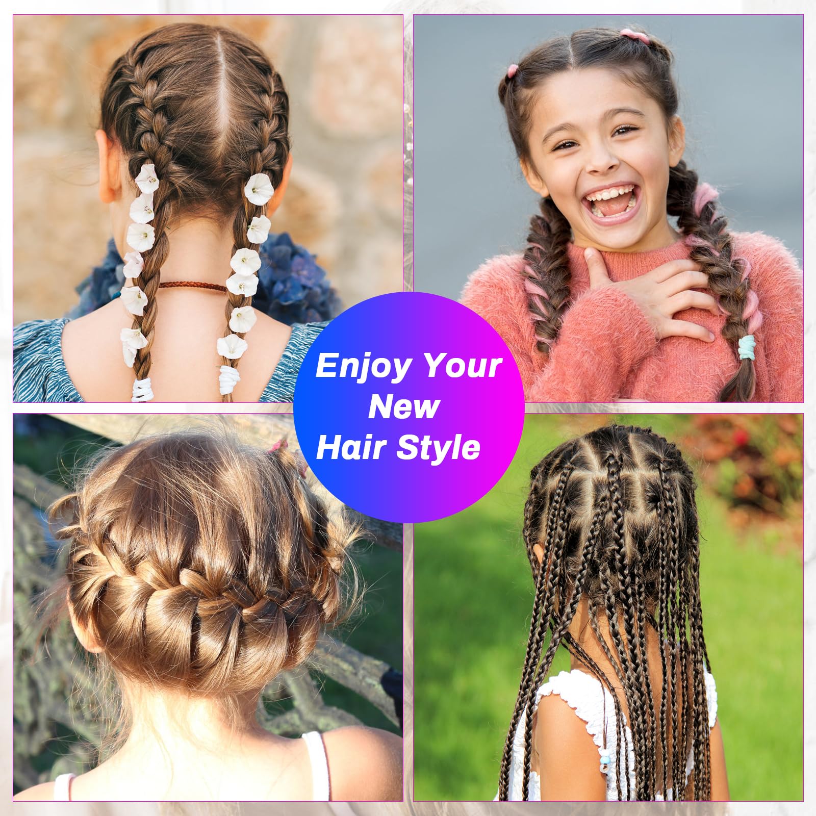 AHIER 8Pcs Hair Styling Kit - Topsy Tail Ponytail Maker, French Braid Tool, Hair Braiding Accessories with 4 Color Hair Loops for Women & Girls | Perfect for DIY Hairstyles, Parties & Everyday Use