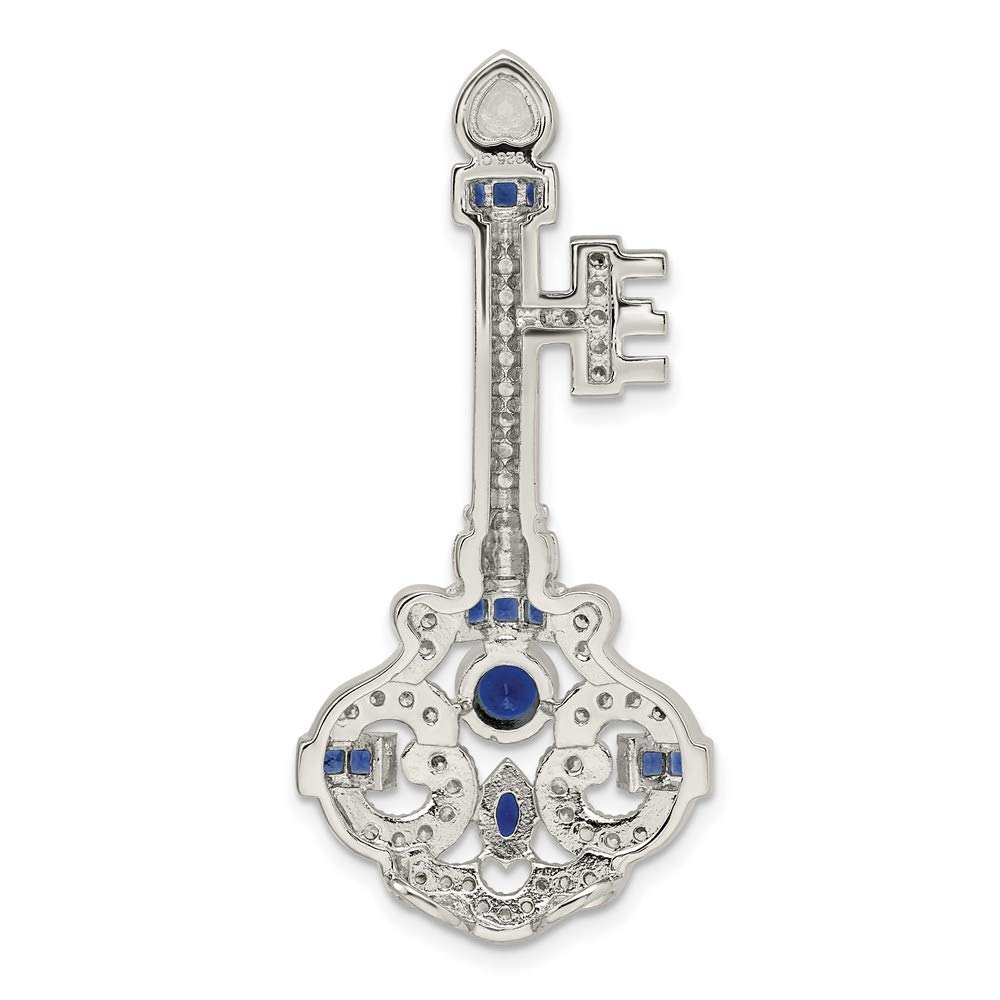 Elegant Black Bow Sterling Silver & Cubic Zirconia Key Slide Pendant Necklace - Perfect for Gifts, Weddings & Everyday Jewelry
