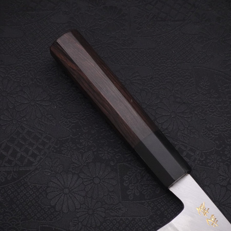 Premium Santoku Knife 180mm - White Steel #2 Kasumi Finish with Buffalo Ebony Handle - Japanese Samurai Chef Knife for Slicing, Dicing & Precision Cooking