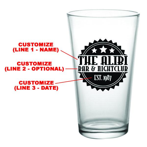 Customizable 16oz Pint Glass with Mixing Badge - Perfect for Home Bars, Breweries & Personalized Gifts