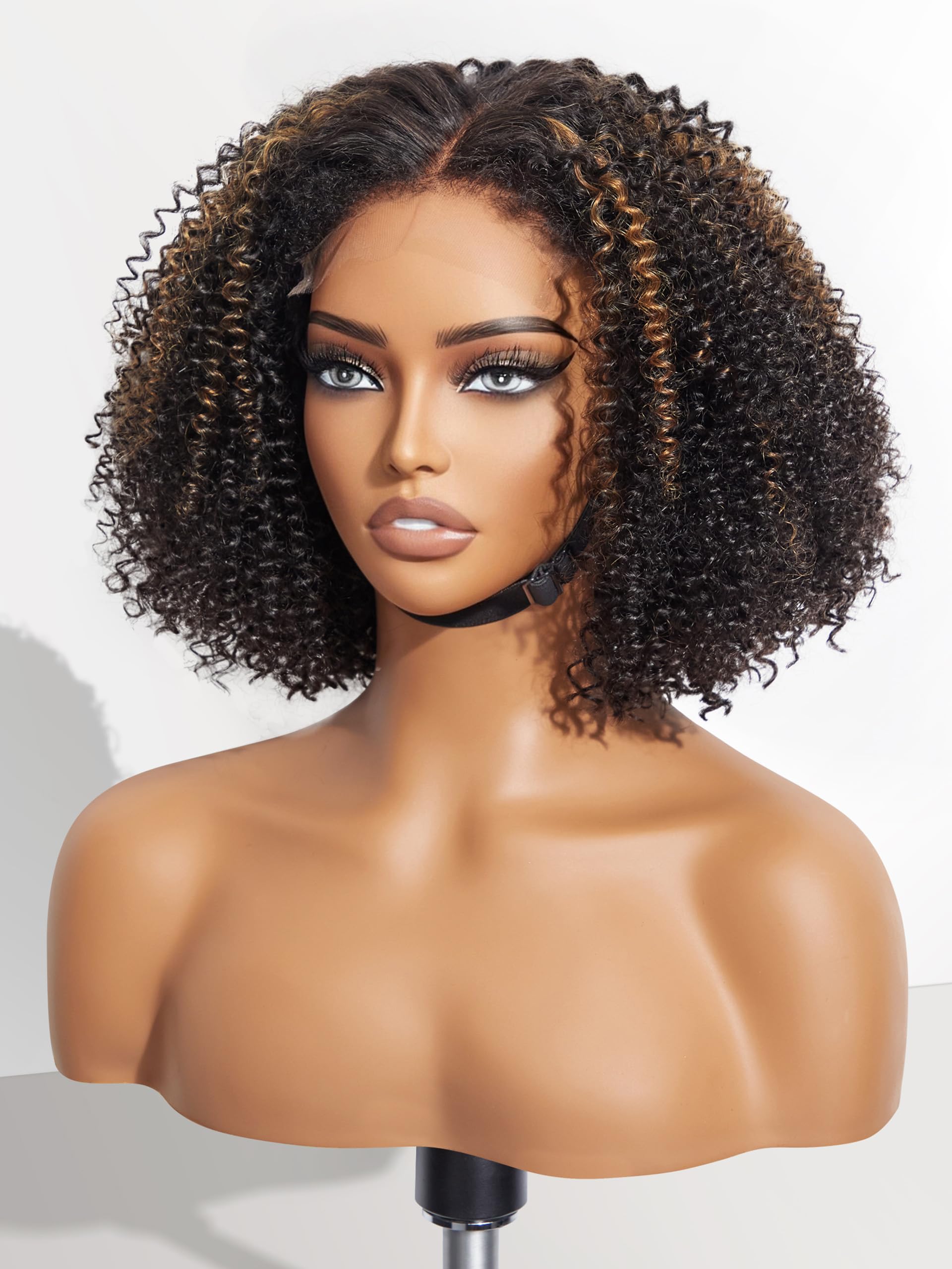 LUVME HAIR 12 Inch 4C Kinky Curly Human Hair Wig with HD Lace 5x5 Glueless Closure | Pre-Plucked Middle Part Short Afro Curl Wig for Black Women | Perfect for Daily Wear, Cosplay & Protective Styling