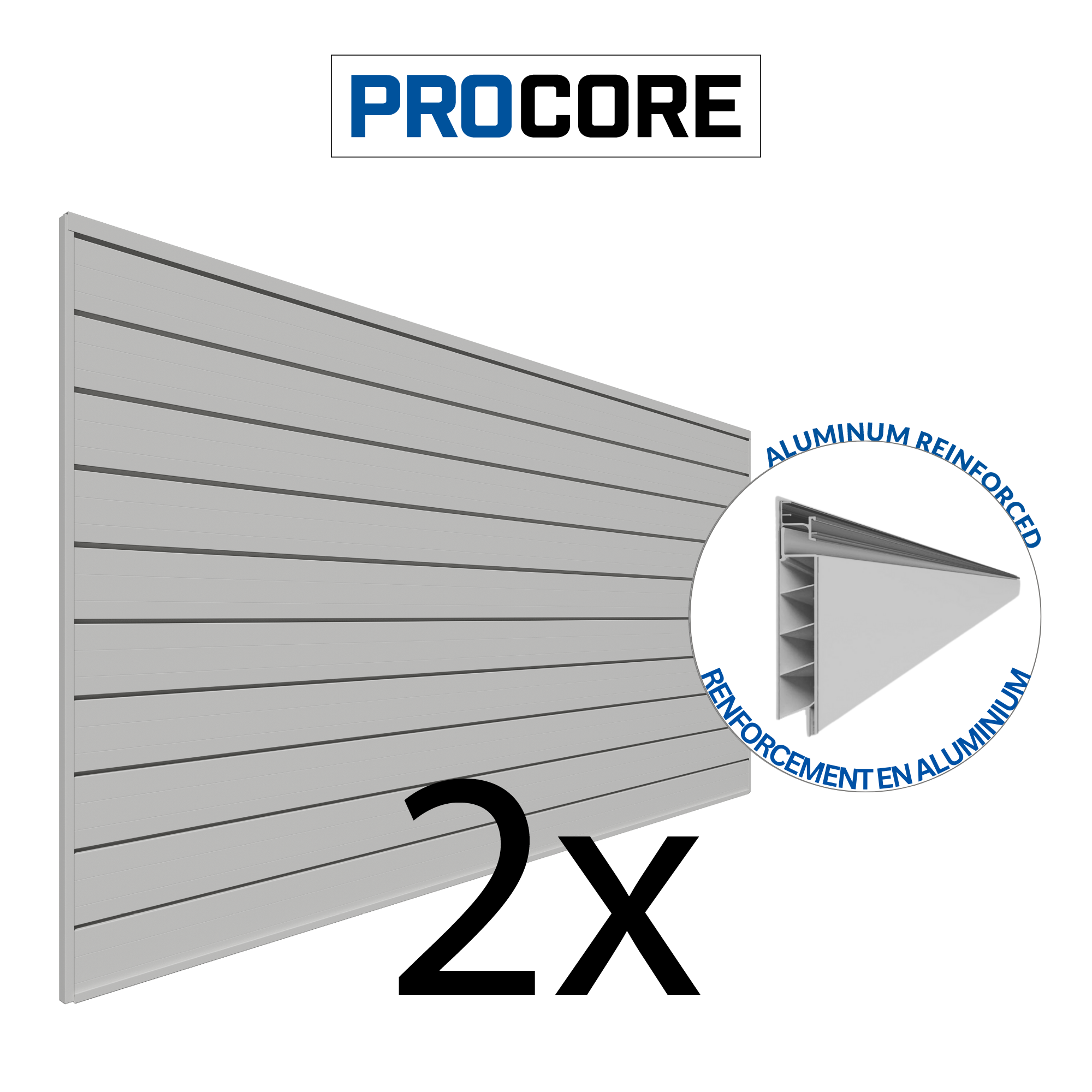 4 ft. x 8 ft. PROCORE PVC Slatwall Panel - 2 Pack (64 sq ft Total) for Retail Store Displays & Garage Organization - Durable & Easy to Install